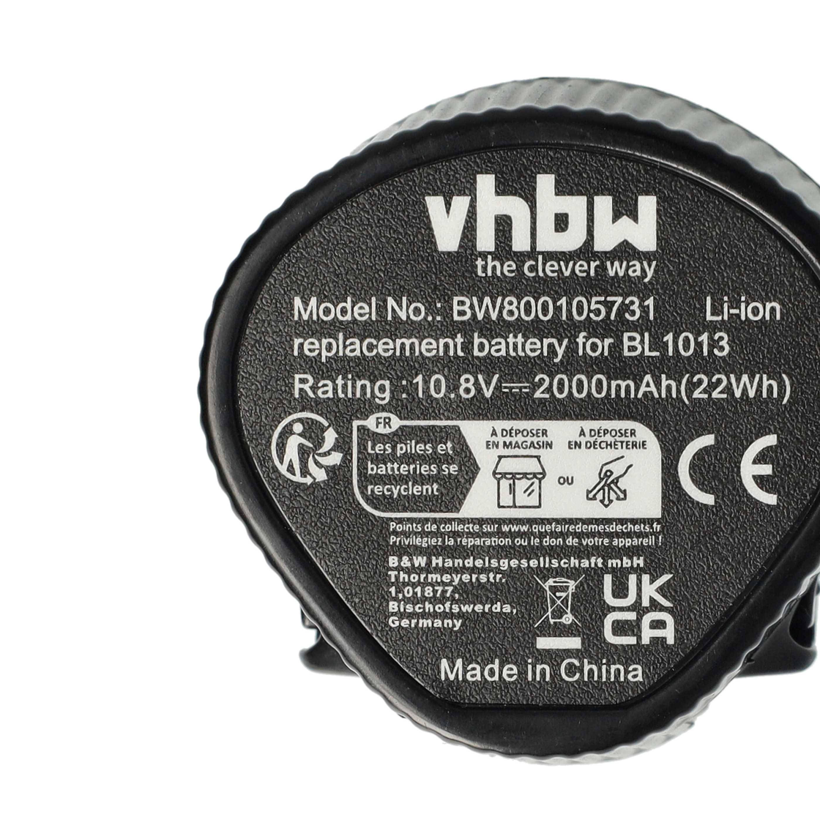 vhbw 3x Akku kompatibel mit Makita CL100, CL100DW, CC330DWE, CC330DW, CL100DZ, CC330DZ, CL102DZX Werkzeug (2000 mAh, Li-Ion, 10,8 V)