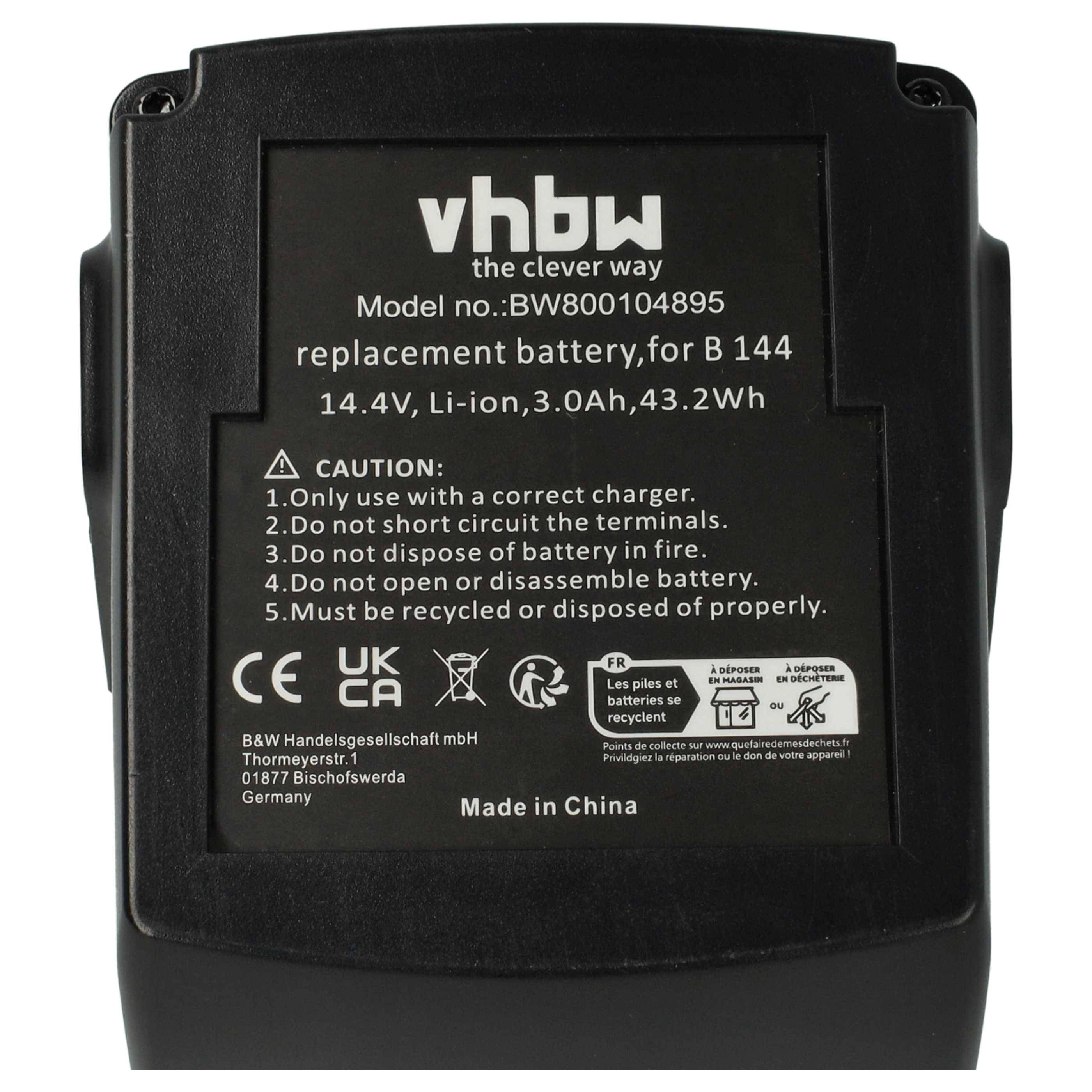 vhbw 3x Akku Ersatz für Hilti 273114, YTB327, B144, B 144/2.6, B144 Li-Ion für Werkzeug (3000 mAh, Li-Ion, 14,4 V)