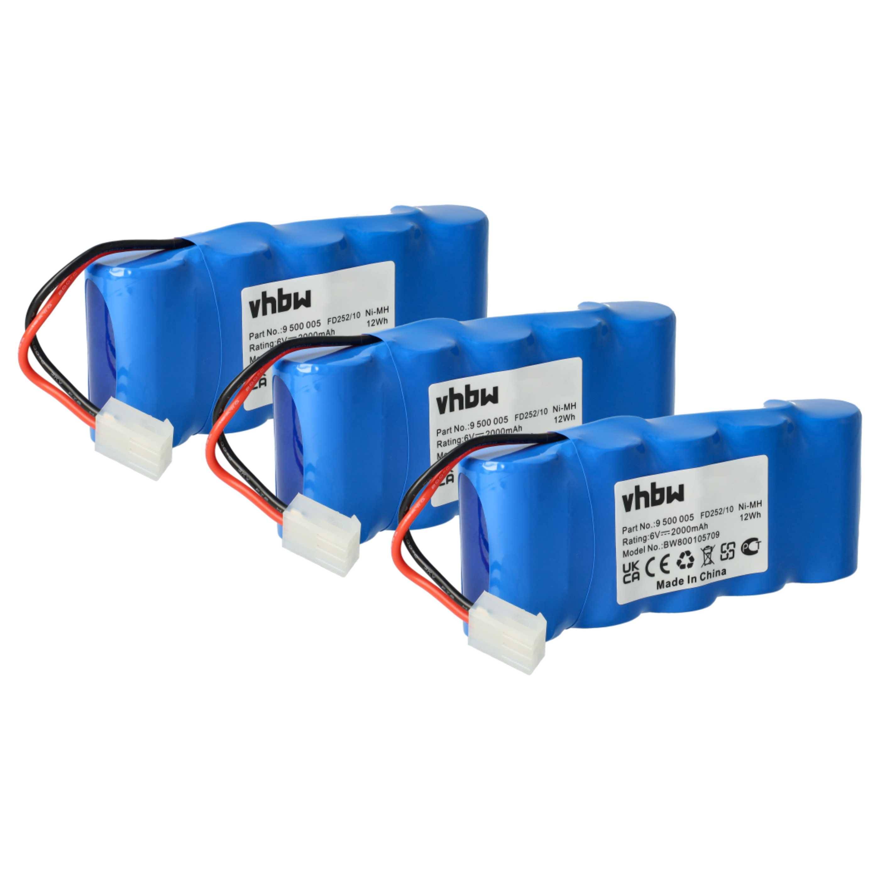 vhbw 3x Ni-MH Akku 2000mAh (6V) kompatibel mit Werkzeuge Bosch Somfy K8, K10, K12, K17 Ersatz für Bosch 9 500 005, 9000163, FD252/10.