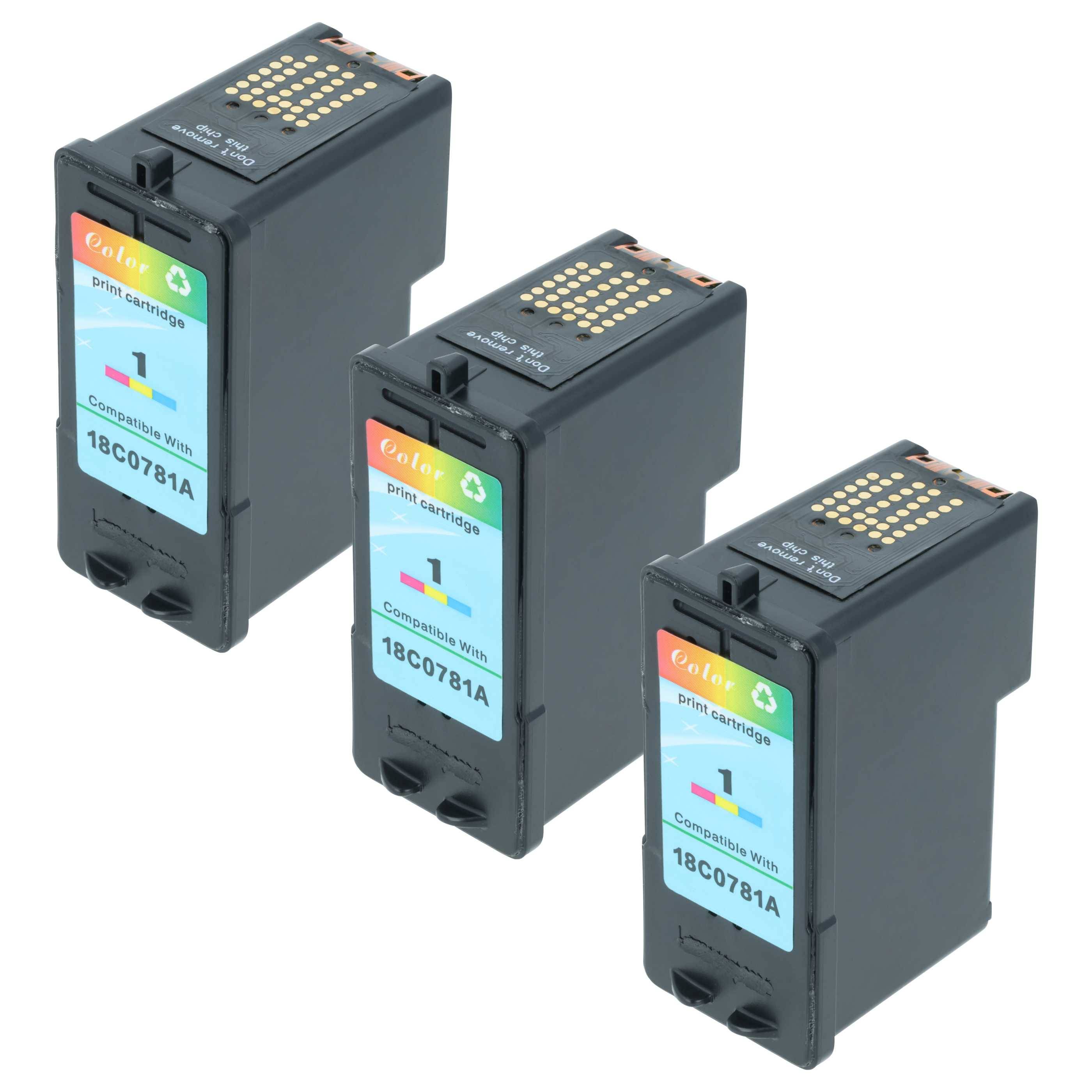 vhbw 3x Tintenpatronen kompatibel mit Lexmark X2450, X2470, X2330, X2350, X2310, X2315, X3480, Z730, X3450, X3470 Drucker - CMY (Wiederaufgefüllt)