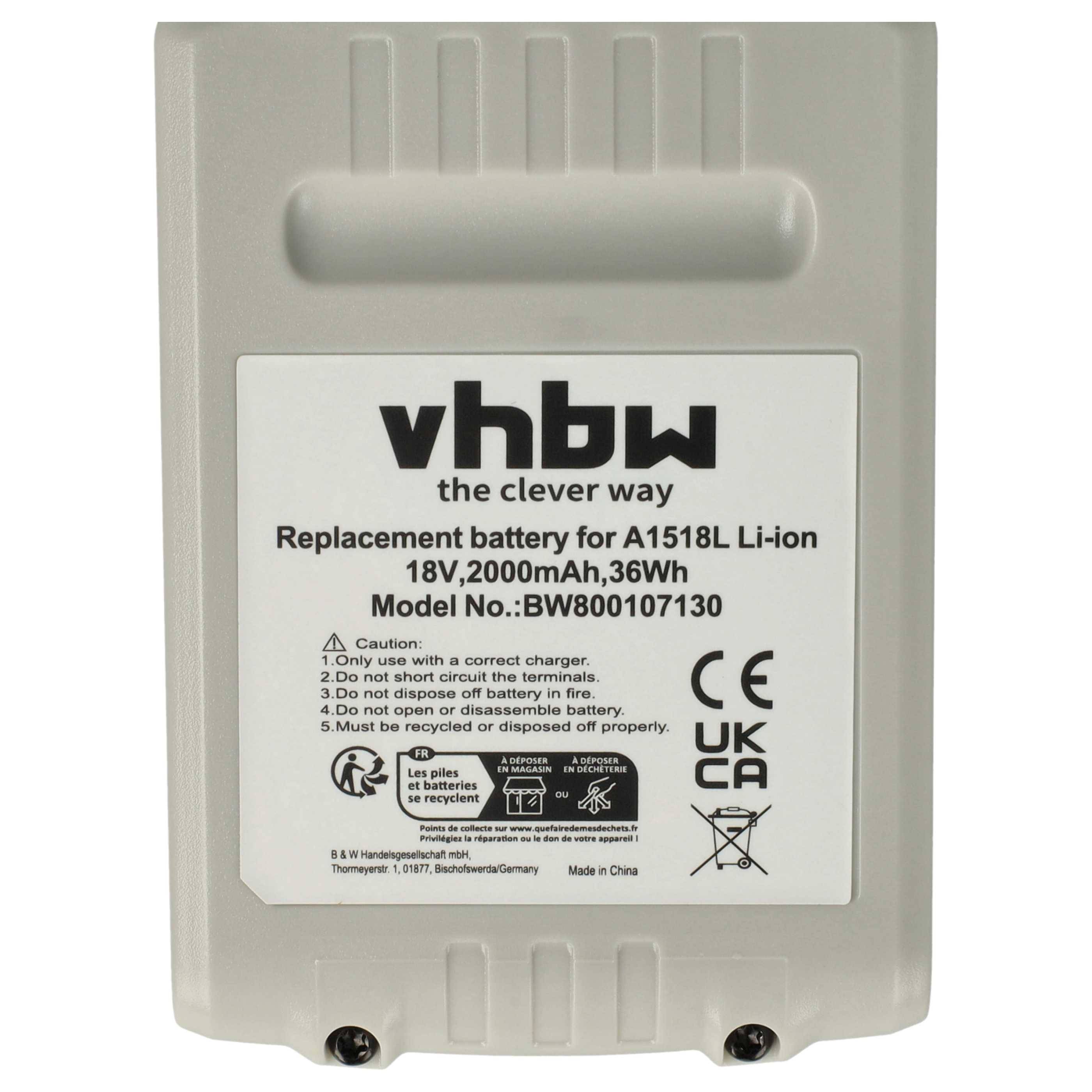 vhbw 2x Akku kompatibel mit Black & Decker HP188F4L, HP188F4LBK, HP188F4LK Werkzeug (2000 mAh, Li-Ion, 18 V)
