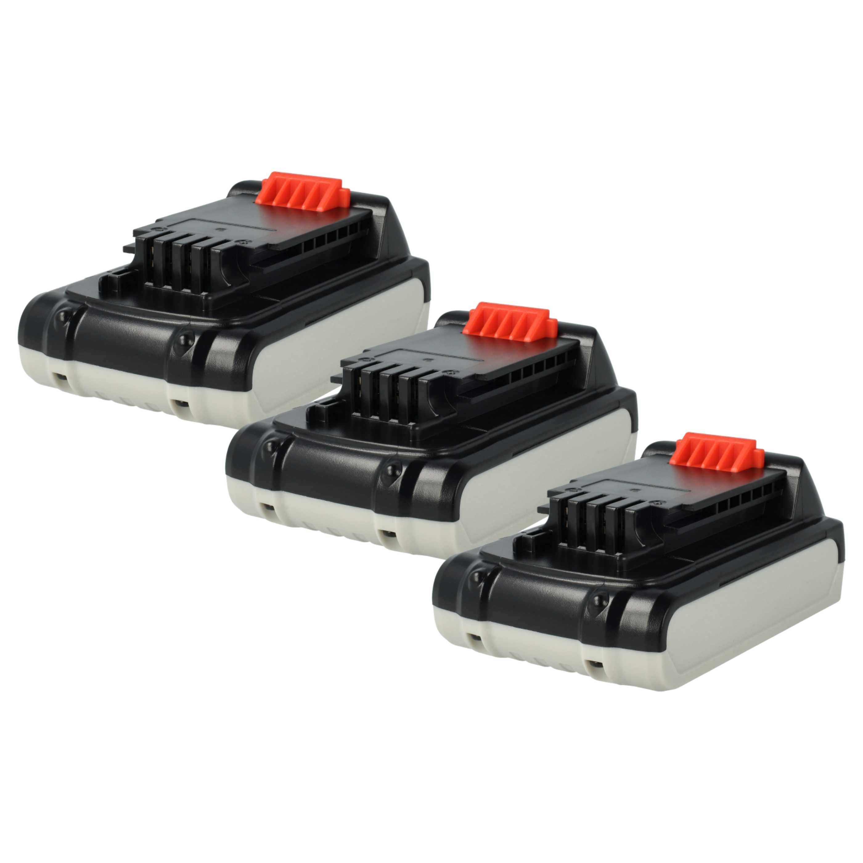 vhbw 3x Akku kompatibel mit Black & Decker HP186F4L, HP186F4LBK, HP186F4LK, GTC800L, GXC1000L Werkzeug (2000 mAh, Li-Ion, 18 V)