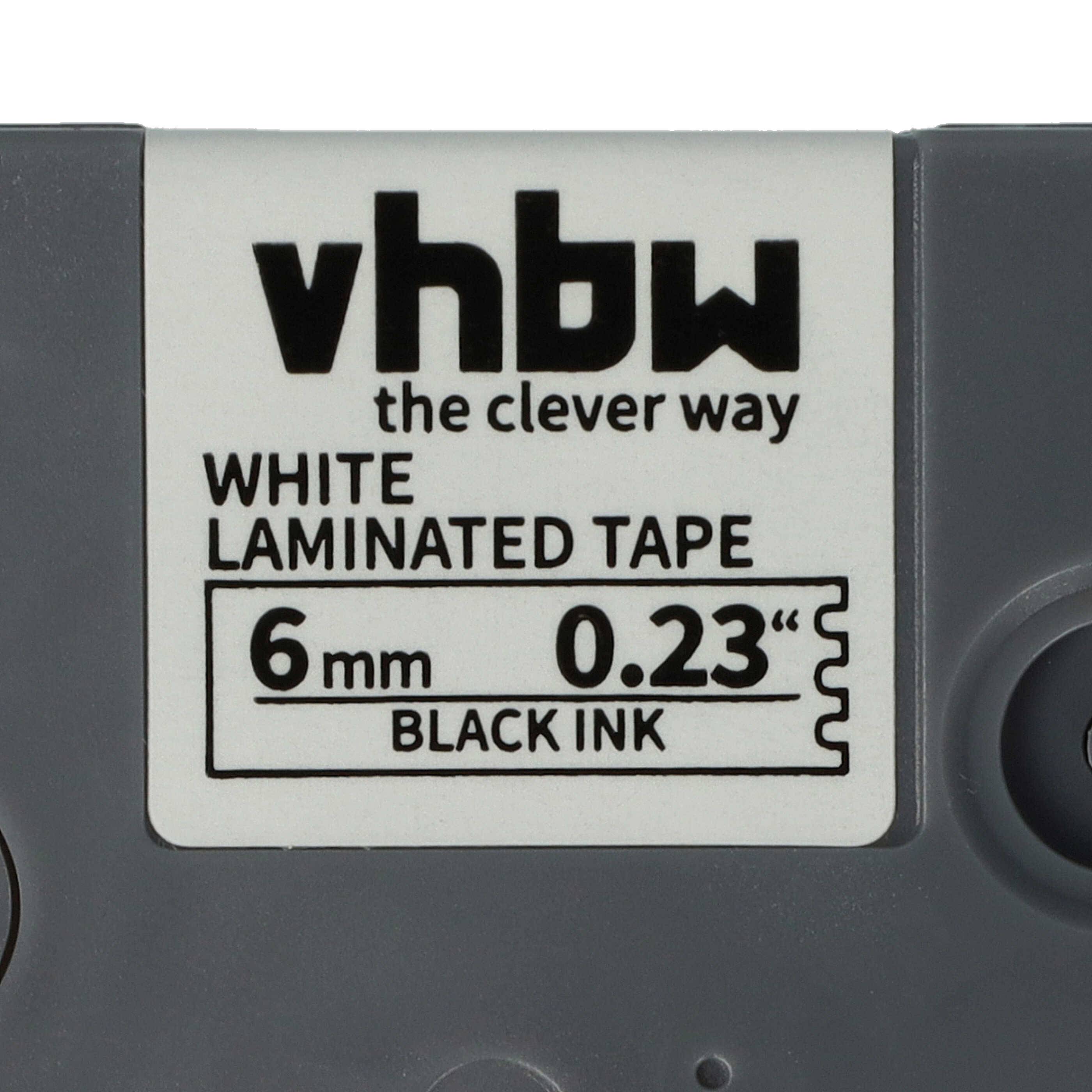 vhbw 50x Schriftband-Kassette kompatibel mit Brother PT 2480, 2470, 2460, 2450, 2400, 220, 200-Serie Etiketten-Drucker 8m x 6mm Schwarz auf Weiß