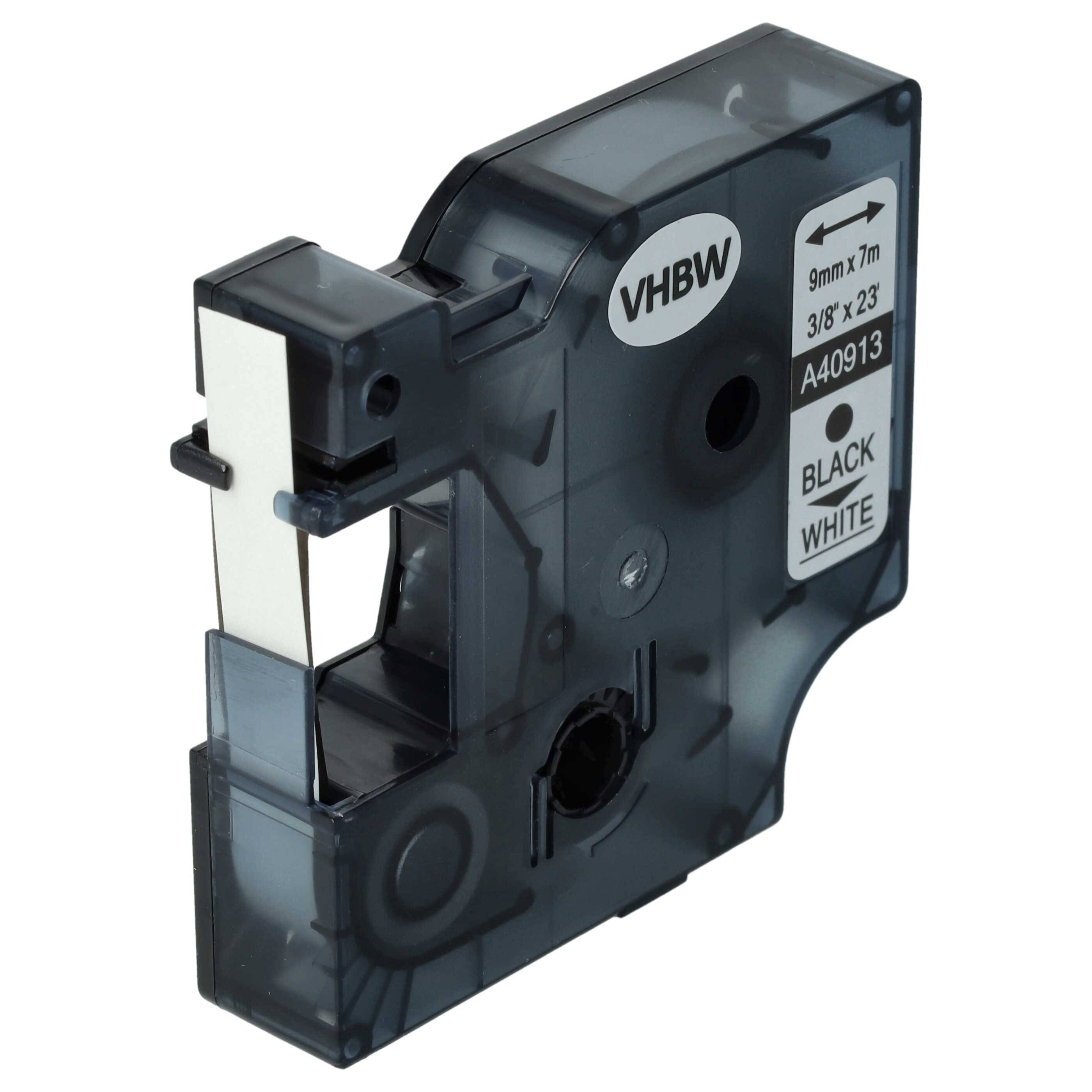 vhbw 5x Schriftband-Kassette kompatibel mit Dymo LabelManager 420P, 400, 450, 300, 350, 280, 360D, 350D Etiketten-Drucker 7m x 9mm Schwarz auf Weiß