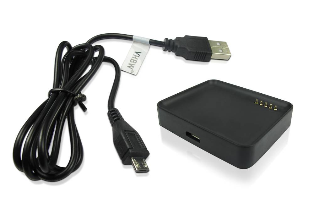 vhbw USB-Ladestation kompatibel mit LG Smart Watch W100 Smartwatch - Ladeschale mit Aufladekabel Schwarz