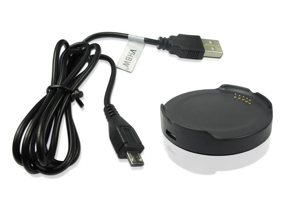 vhbw USB-Ladestation kompatibel mit LG Smart Watch W110 Smartwatch - Ladeschale mit Aufladekabel, 12 cm Schwarz