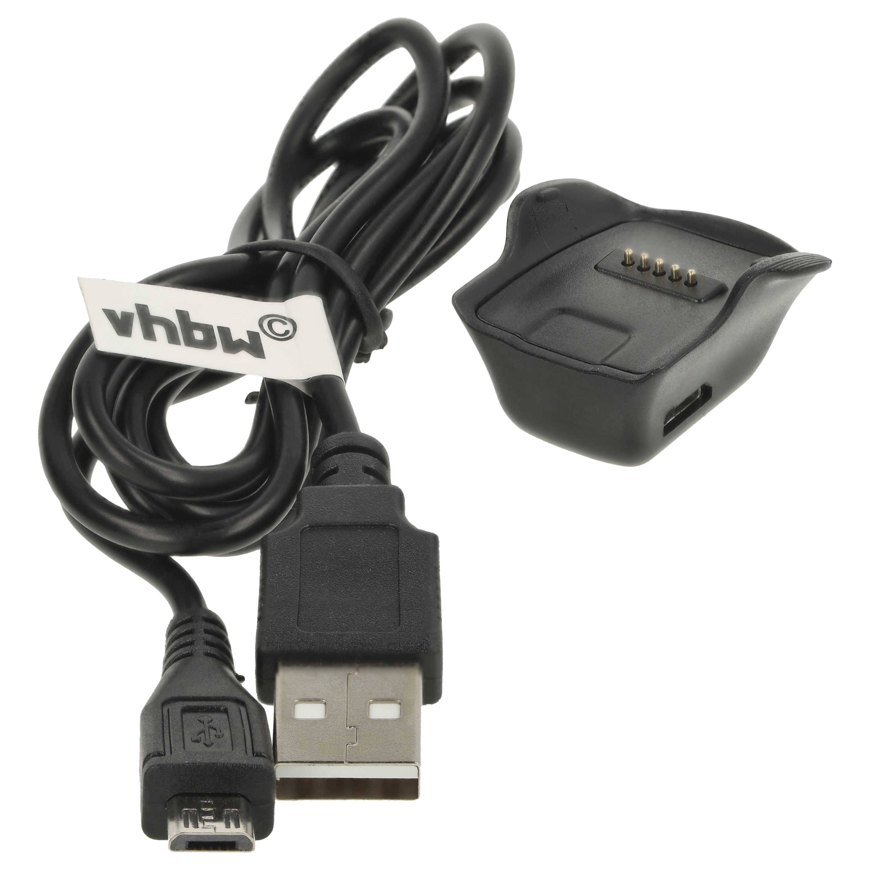 vhbw USB-Ladestation kompatibel mit Samsung Gear Fit SM-R350 Smartwatch - Ladeschale mit Aufladekabel Schwarz