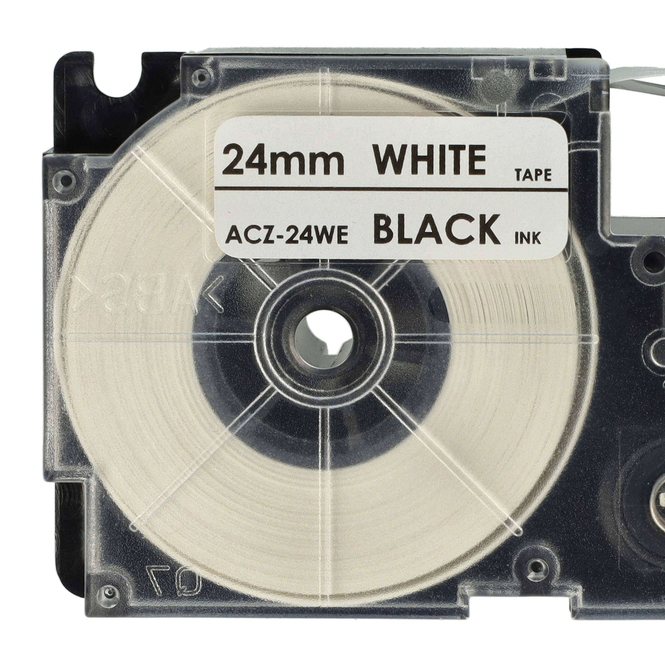 vhbw 50x Schriftband-Kassette Ersatz für Casio XR-24WE, XR-24WE1 für Etiketten-Drucker 8m x 24mm Schwarz auf Weiß