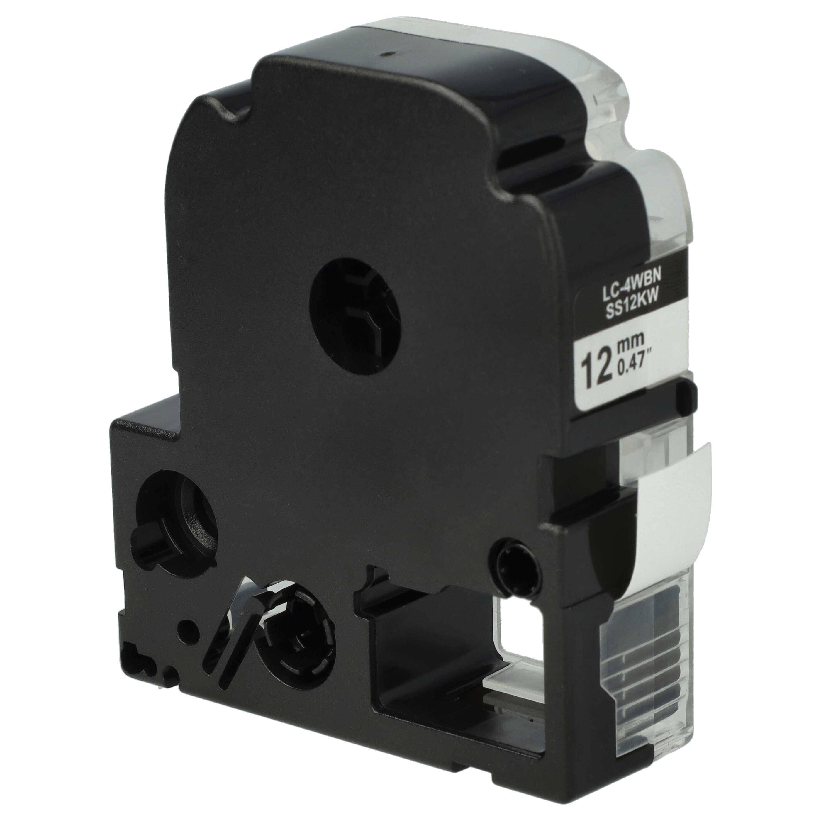 vhbw 10x Schriftband-Kassette kompatibel mit Epson LabelWorks LW-700, LW-1000P, LW-600P, LW-500, LW-400 Etiketten-Drucker 8m x 12mm Schwarz auf Weiß