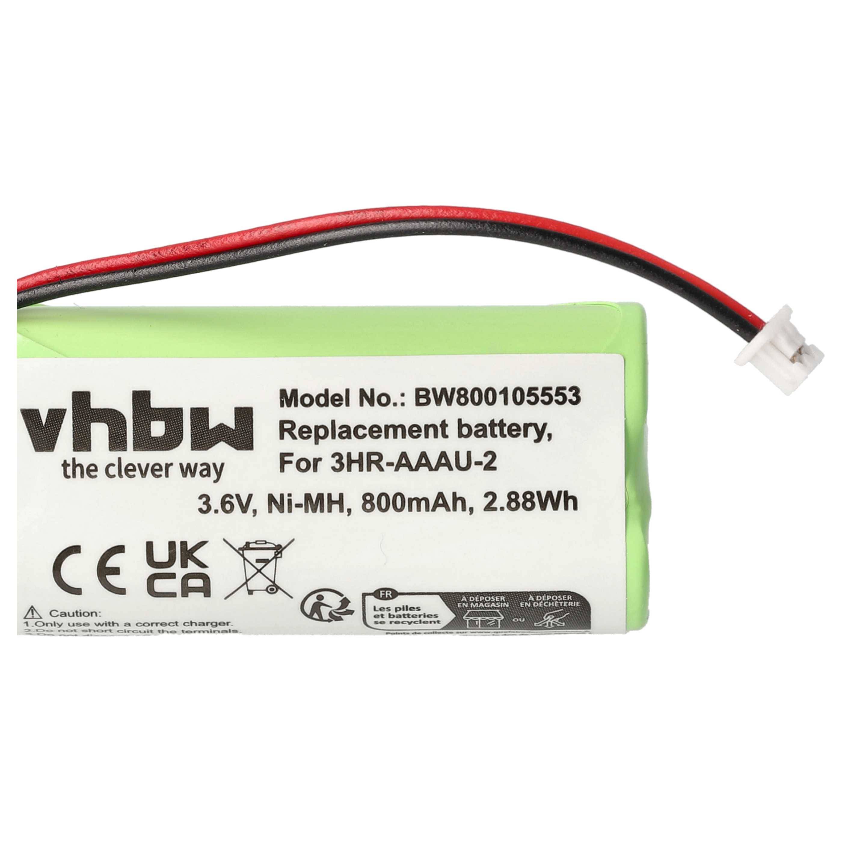 vhbw 3x Akku Ersatz für Bang & Olufsen 3HR-AAAU-2 | für schnurlos Festnetz Telefon (700 mAh, 3,6 V, NiMH) Grün
