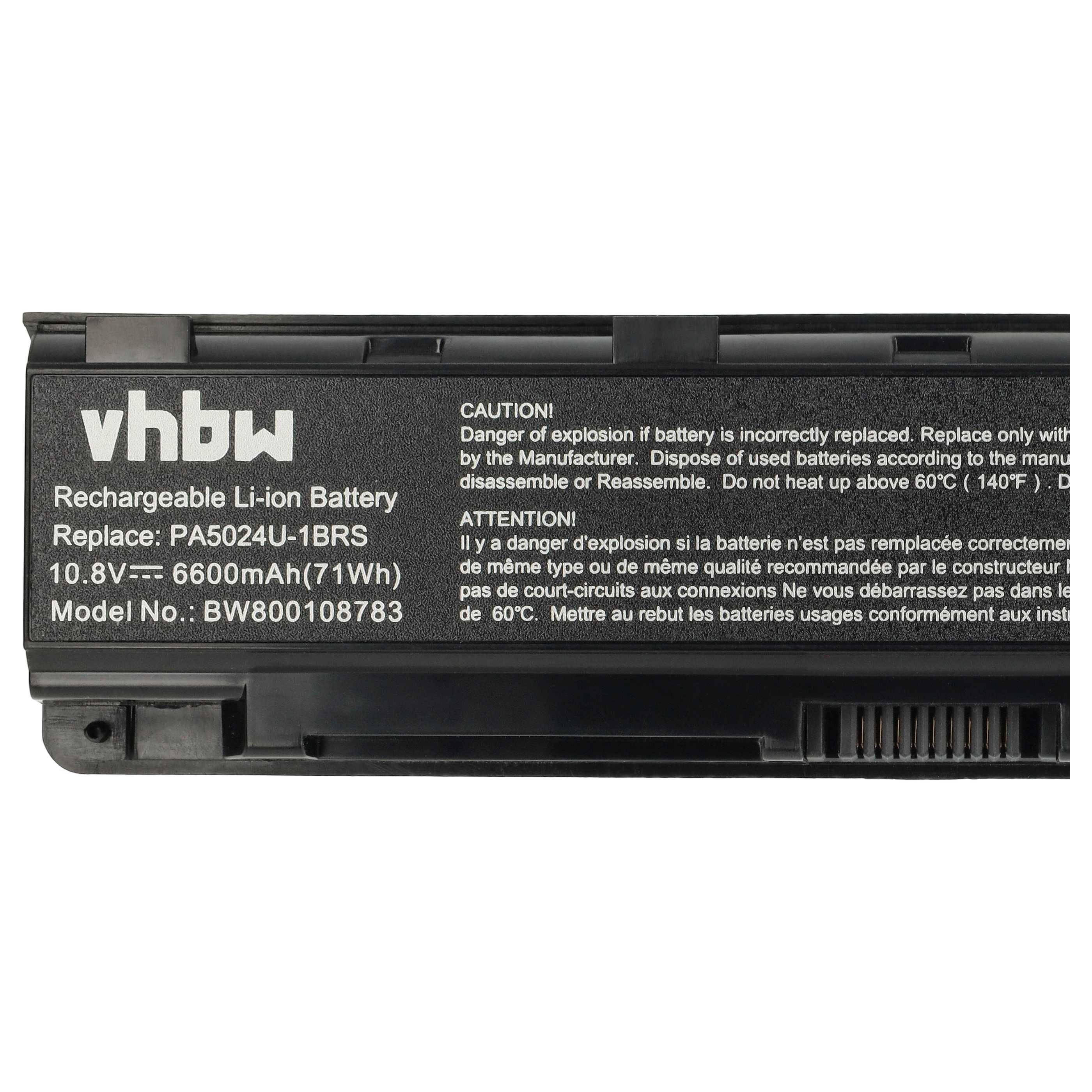 vhbw Akku kompatibel mit Toshiba Satellite Pro S800D, S840, S840D, P870D, P875, P875D, S800, P870 Notebook (6600 mAh, 10,8 V, Li-Ion)