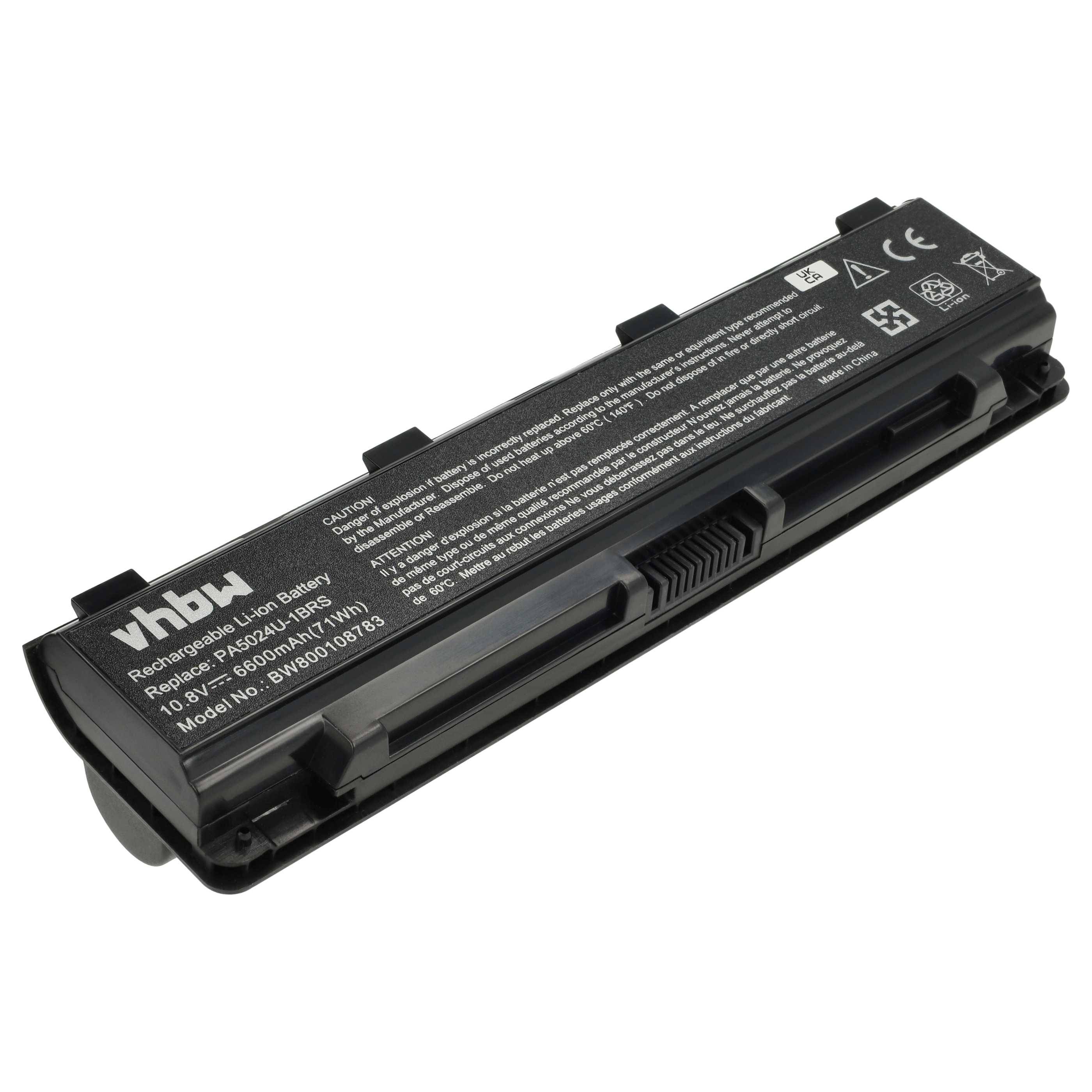 vhbw Akku kompatibel mit Toshiba Satellite Pro C845, C845D, C805, C805D, C840, C840D, C800, C800D Notebook (6600 mAh, 10,8 V, Li-Ion)