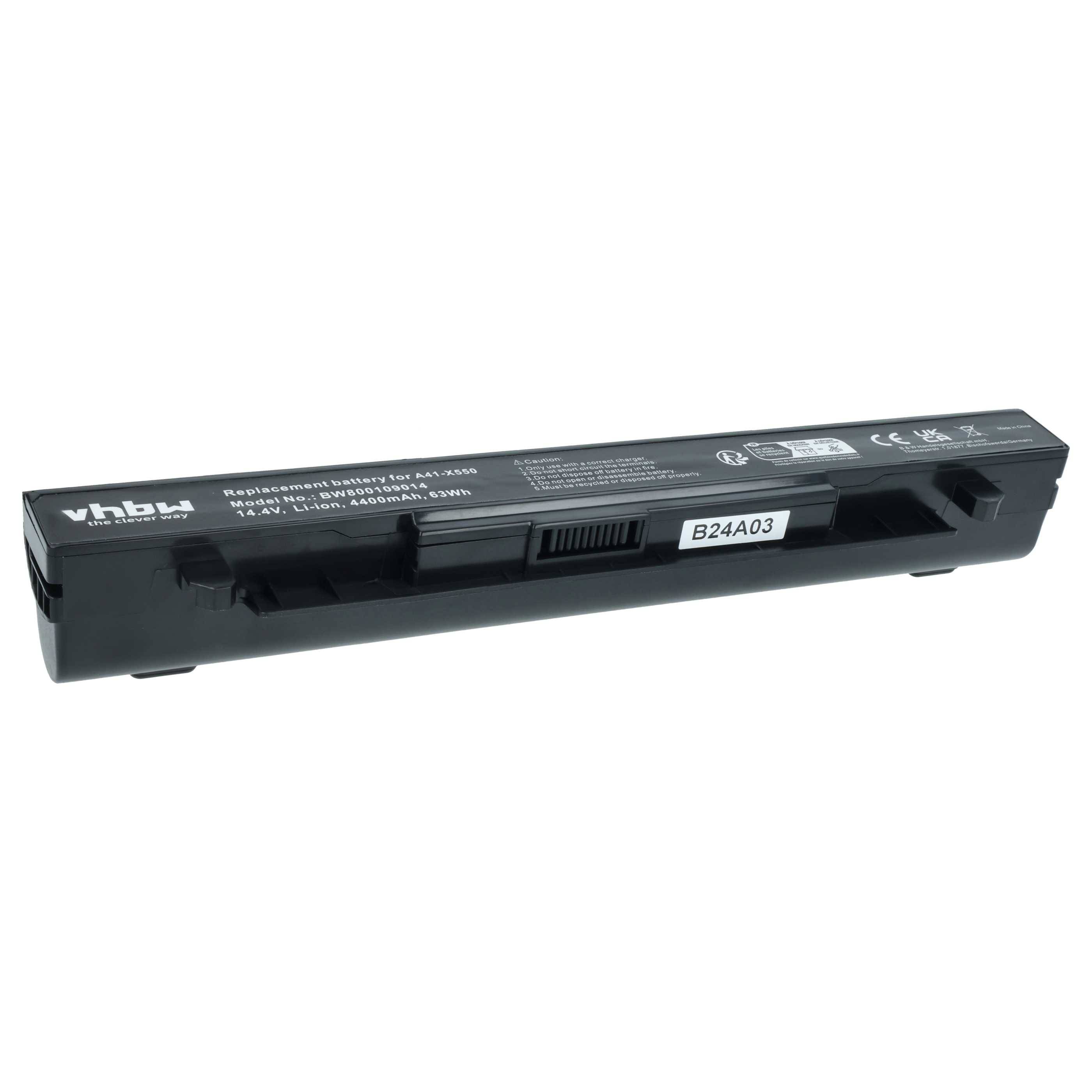 vhbw Akku kompatibel mit Asus F450LA, F450JF, F450CC, F450V, F450VB, F450L, F450LC, F450J, F450LB Notebook (4400 mAh, 14,4 V, Li-Ion)