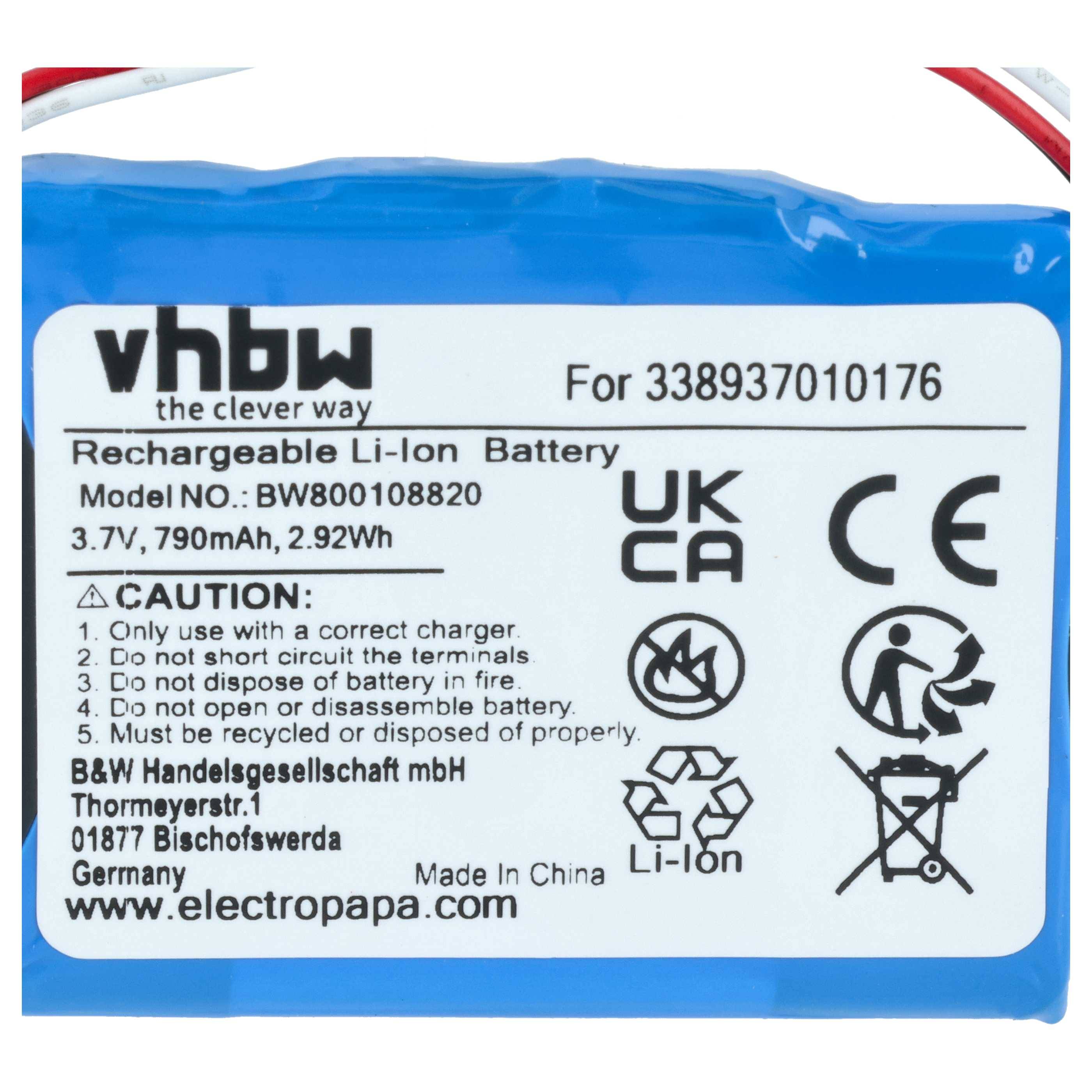 vhbw Akku kompatibel mit Pioneer CXE-2188, CXE-3272 GPS Navigation Navi (790 mAh, 3,7 V, Li-Ion)