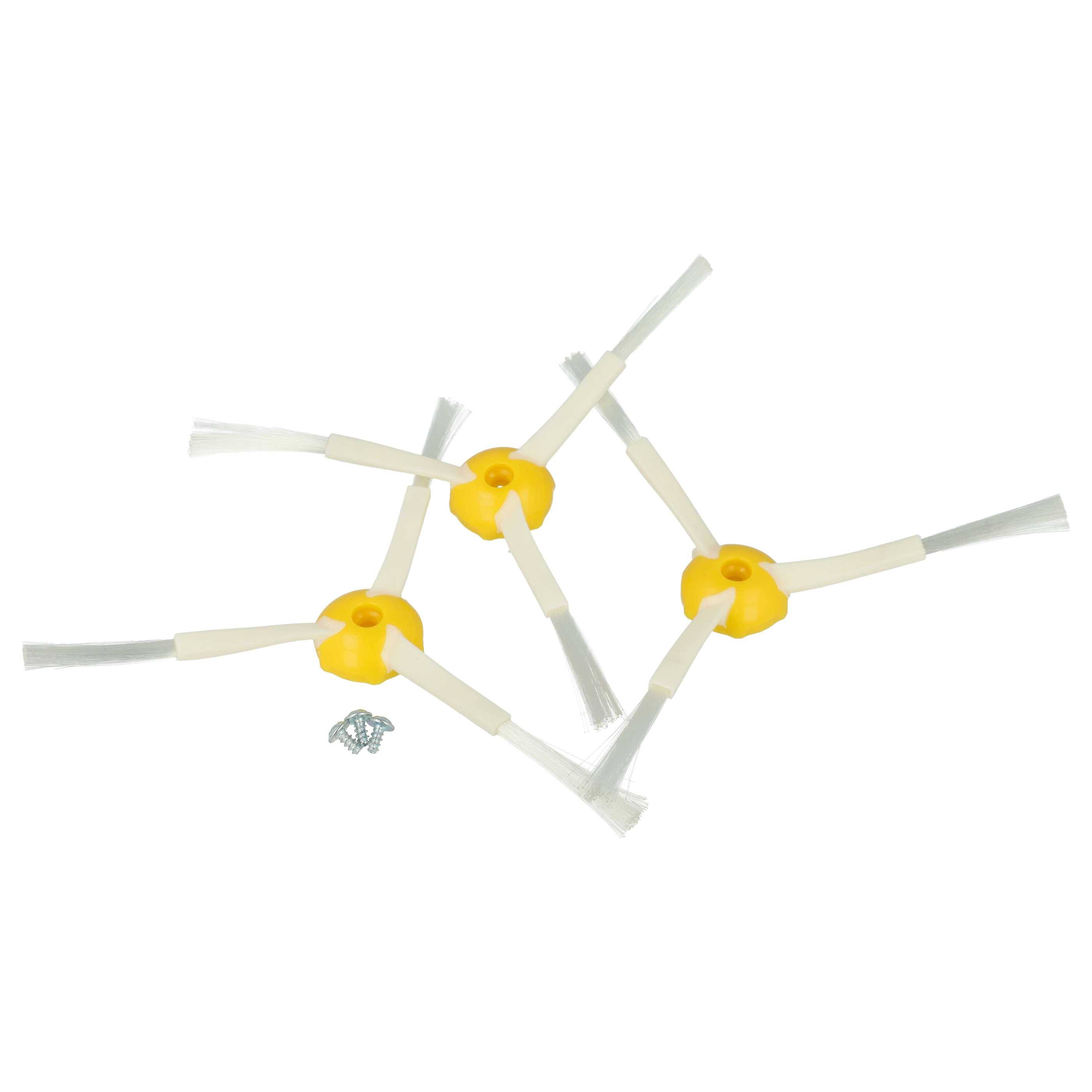 vhbw 3x Seitenbürste kompatibel mit iRobot Roomba 500, 510, 520, 530, 531, 532, 534, 535, 540, 550 Saugroboter - Reinigungsbürsten Set, weiß