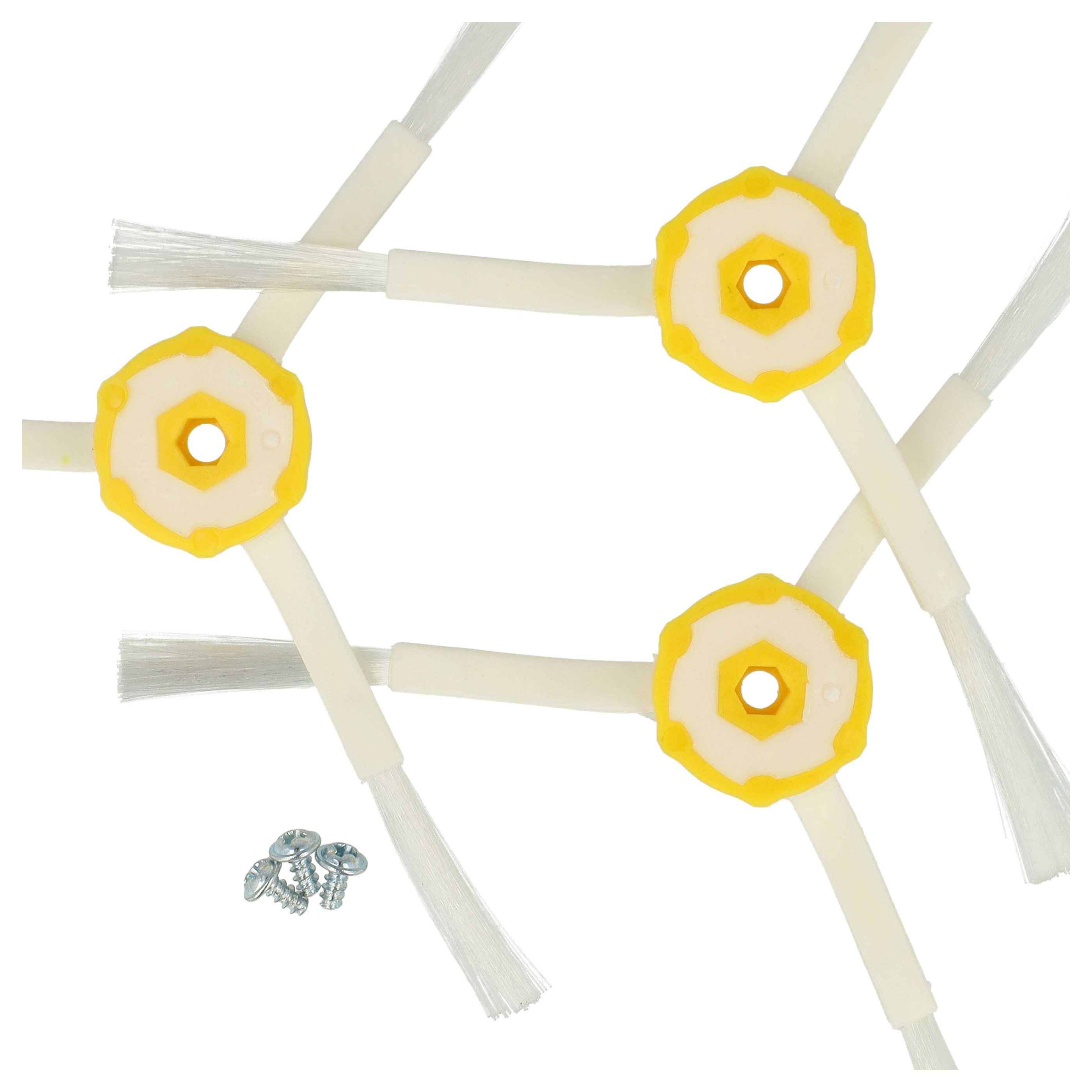 vhbw 3x Seitenbürste kompatibel mit iRobot Roomba 500, 510, 520, 530, 531, 532, 534, 535, 540, 550 Saugroboter - Reinigungsbürsten Set, weiß