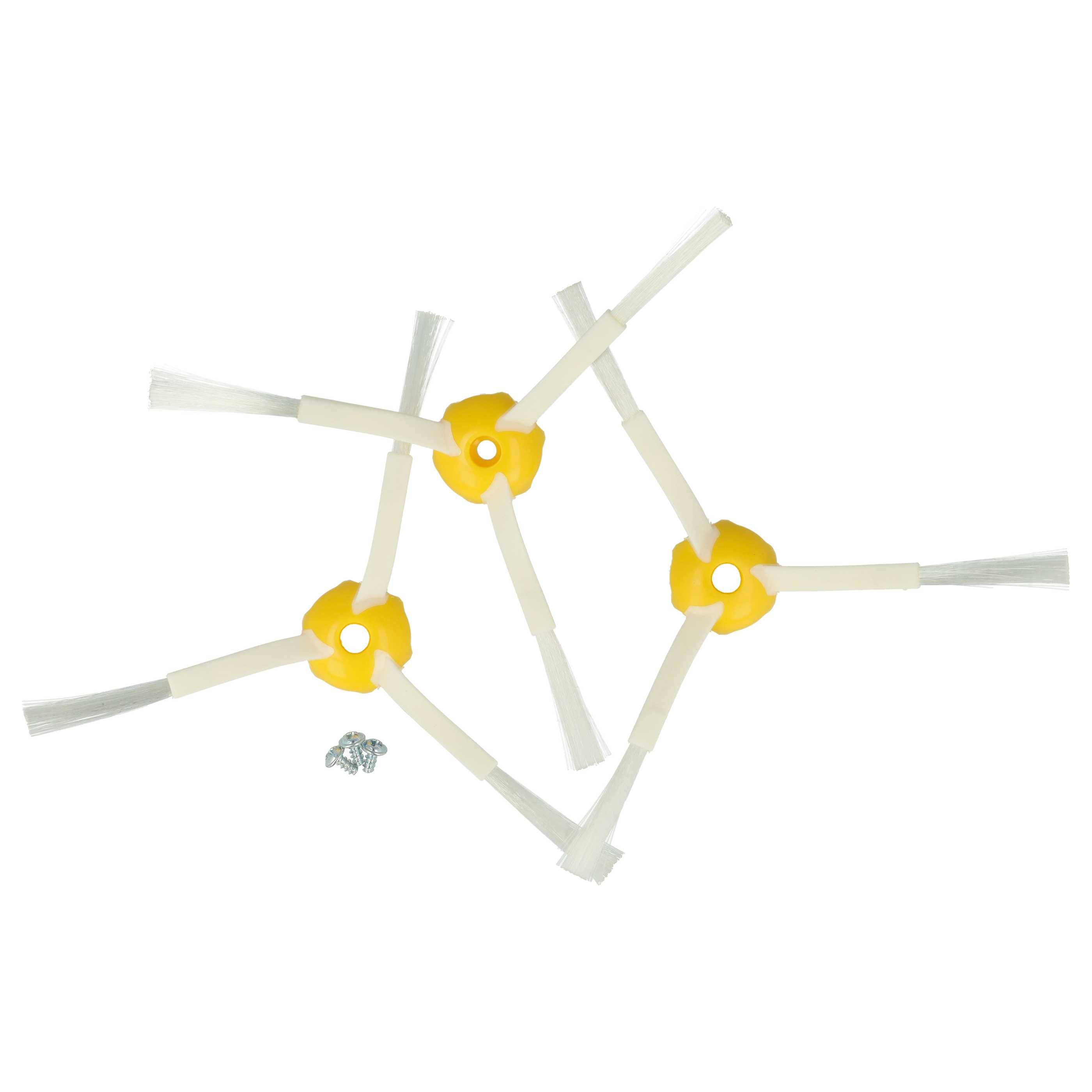 vhbw 6x Seitenbürste kompatibel mit iRobot Roomba 780, 770, 760, 610, 866, 886, 700-Serie Saugroboter - Reinigungsbürsten Set, weiß, 3-armig