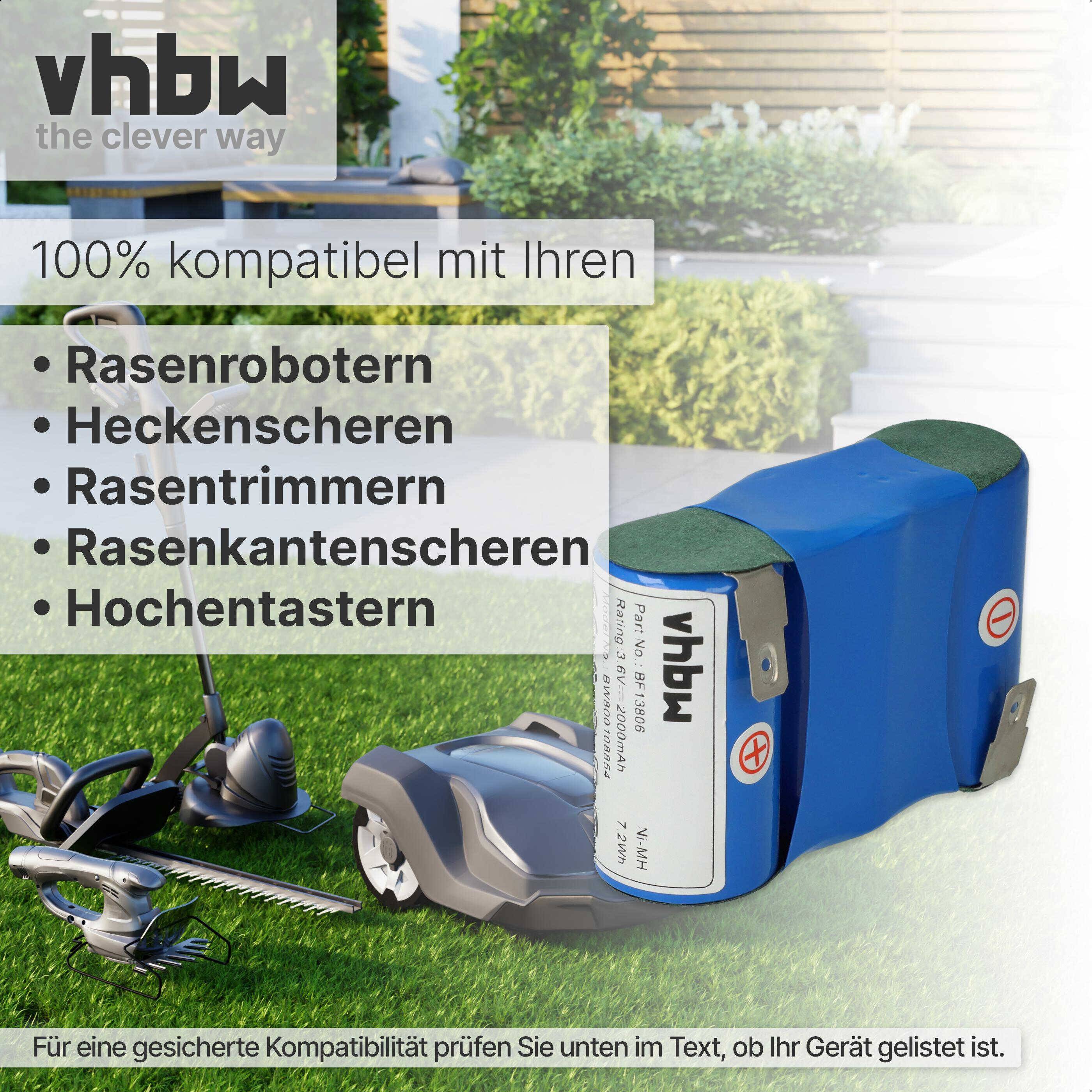 vhbw Akku kompatibel mit Wolf Rasenschere BS45 Grasschere, Strauchschere (2000mAh 3,6V NiMH) - Ersatz für BS45, 70845 055, Accu45, BF13806 VSE 4/5