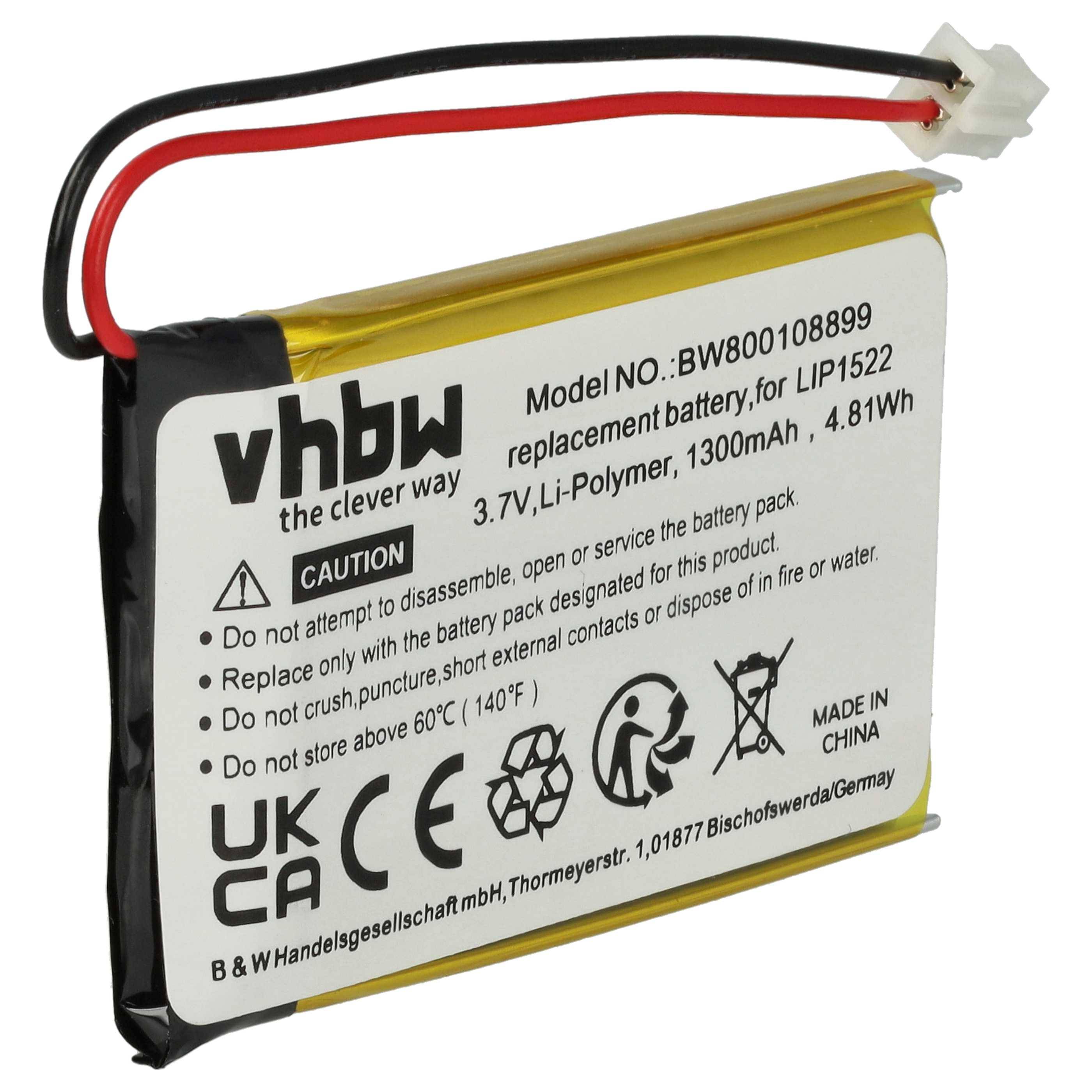 vhbw Akku kompatibel mit Sony CUH-ZCT1E, CUH-ZCT1H, CUH-ZCT1, CUH-ZCT1J, CUH-ZCT1K, CUH-ZCT1M Controller (1300 mAh, 3,7 V, Li-Polymer)