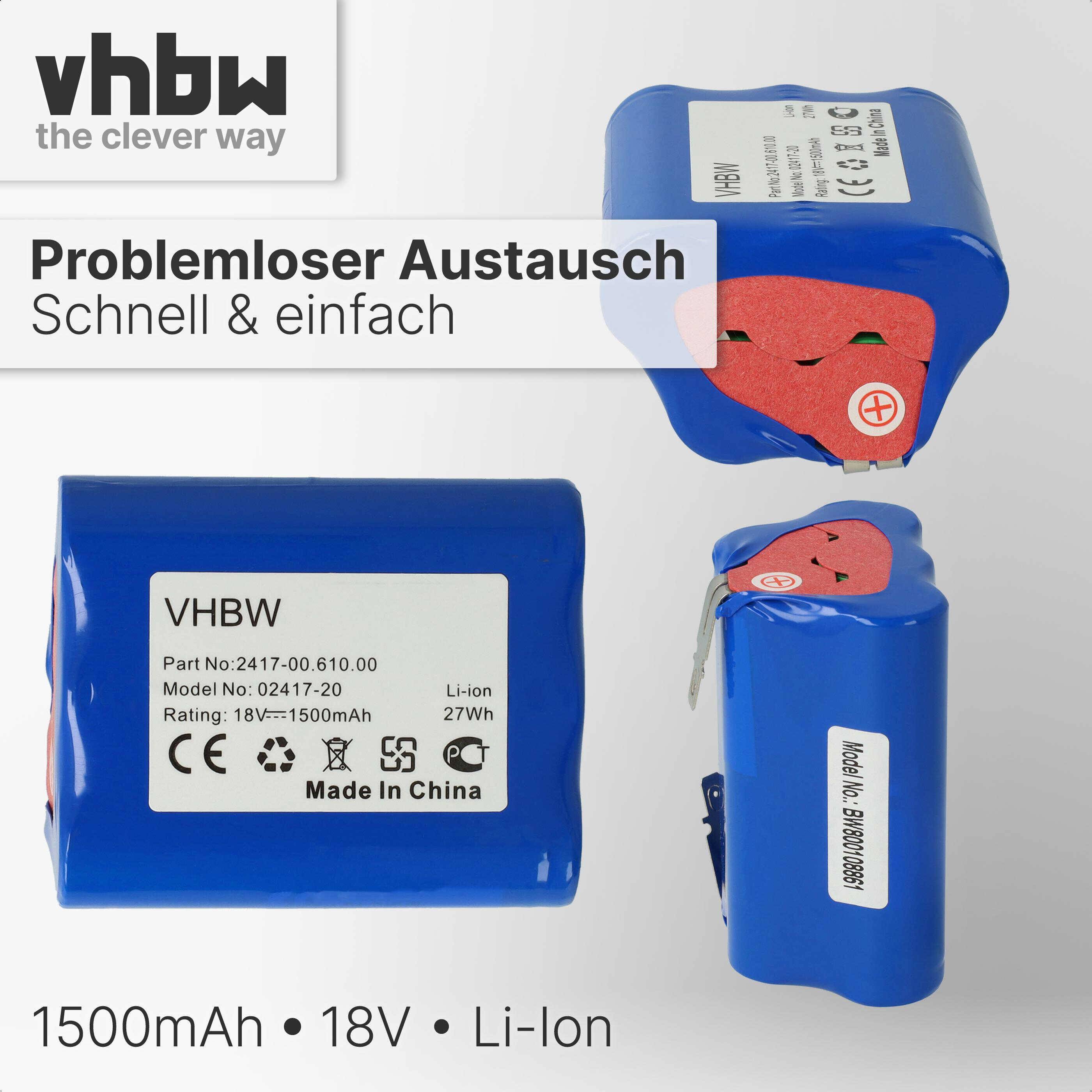 vhbw Akku kompatibel mit Gardena 02417-20, Accucut 450Li, Accucut 400Li Rasenmäher Grasschere, Strauchschere (1500mAh 18V Li-Ion)