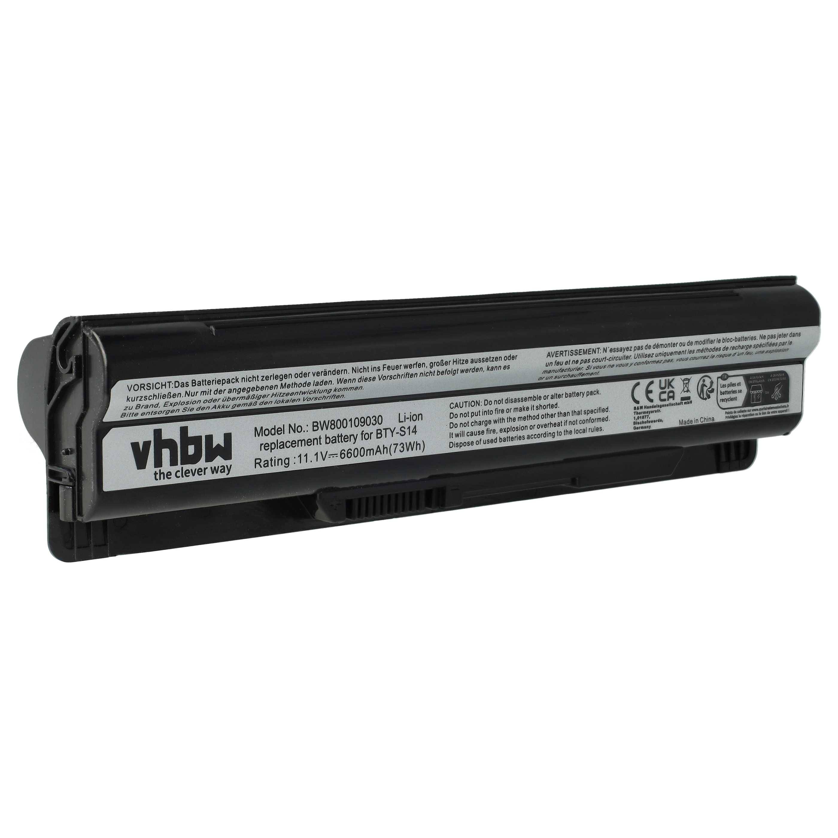 vhbw Akku kompatibel mit MSI GE60, FX400, FX600, FX420, FX610, FX603, FX620DX, FX620, GE620, FX700 Notebook (6600 mAh, 11,1 V, Li-Ion)
