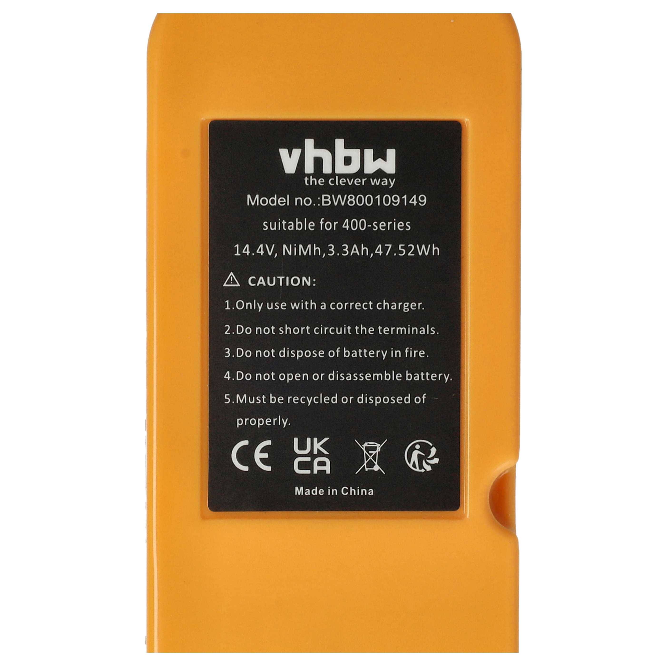 vhbw Akku kompatibel mit iRobot Roomba Scheduler 4225, Red 4100, Sage 4110, Pro Elite 3100 Staubsauger (3300 mAh, 14,4 V, NiMH)