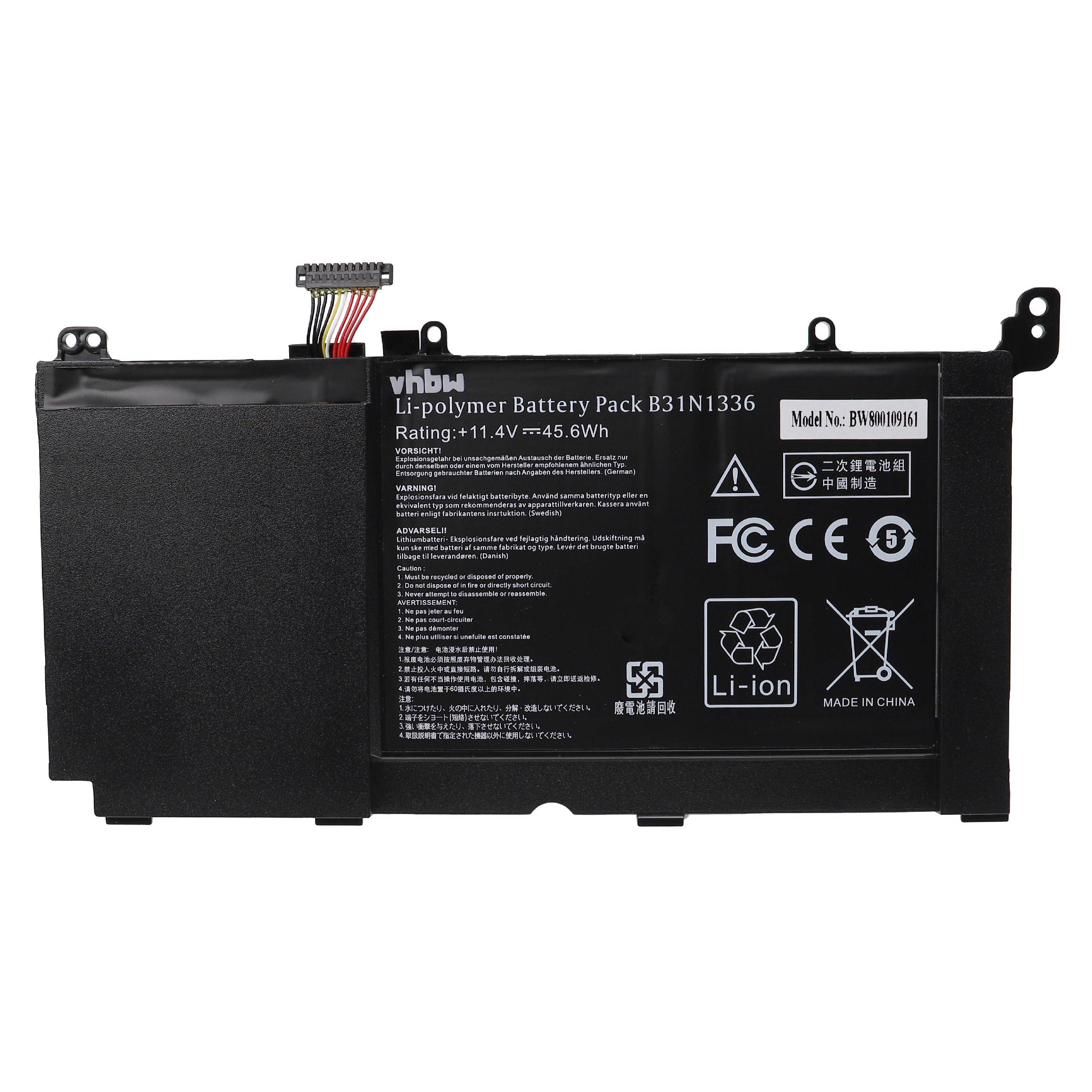 vhbw Akku kompatibel mit Asus V551LN-DN285H Notebook (4000 mAh, 11,4 V, Li-Polymer)
