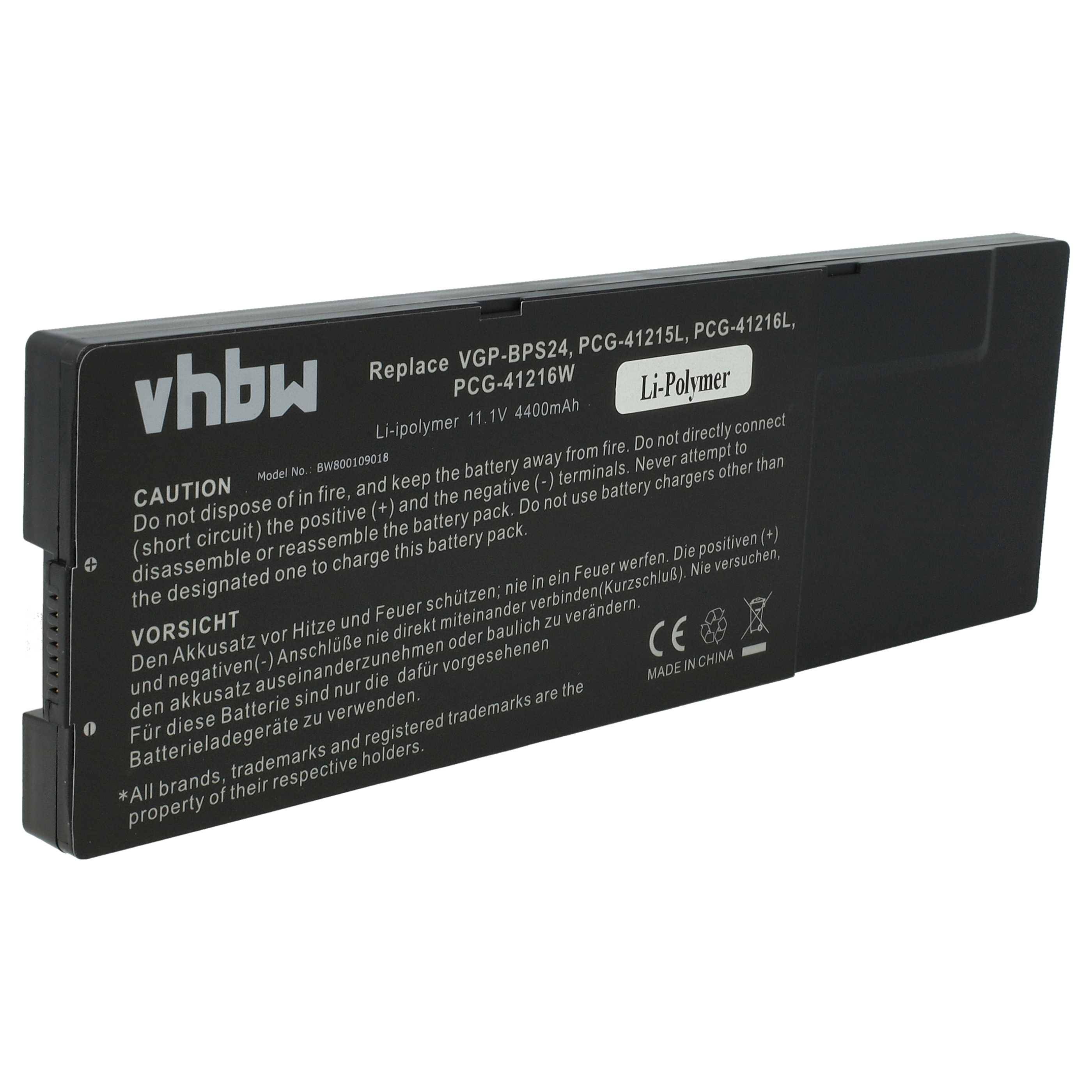 vhbw Akku kompatibel mit Sony Vaio VPC-SD1S1C CN1, VPC-SD1S2C, VPC-SD1S2C CN1, VPC-SD1S3C Notebook (4400mAh, 11,1V, Li-Ion)