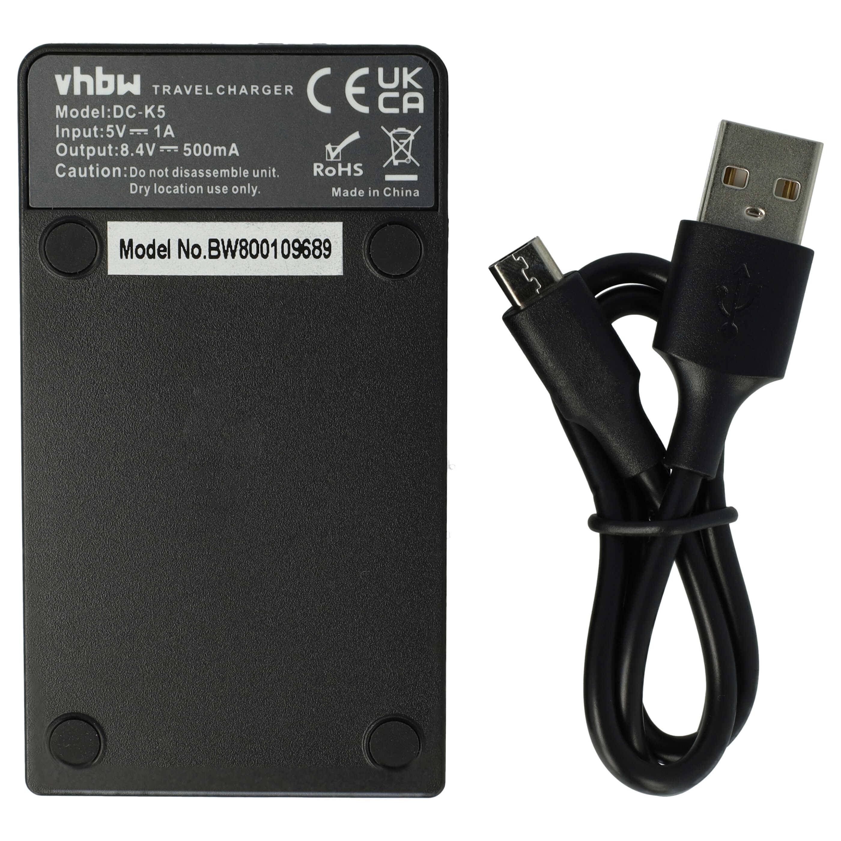 vhbw Ladegerät kompatibel mit Pentax K-70, K70, K-P, KP, KR, K2, K-2, K-30, K-50, K-500 Kamera Camcorder/Akku - Ladeschale, Ladestandsanzeige