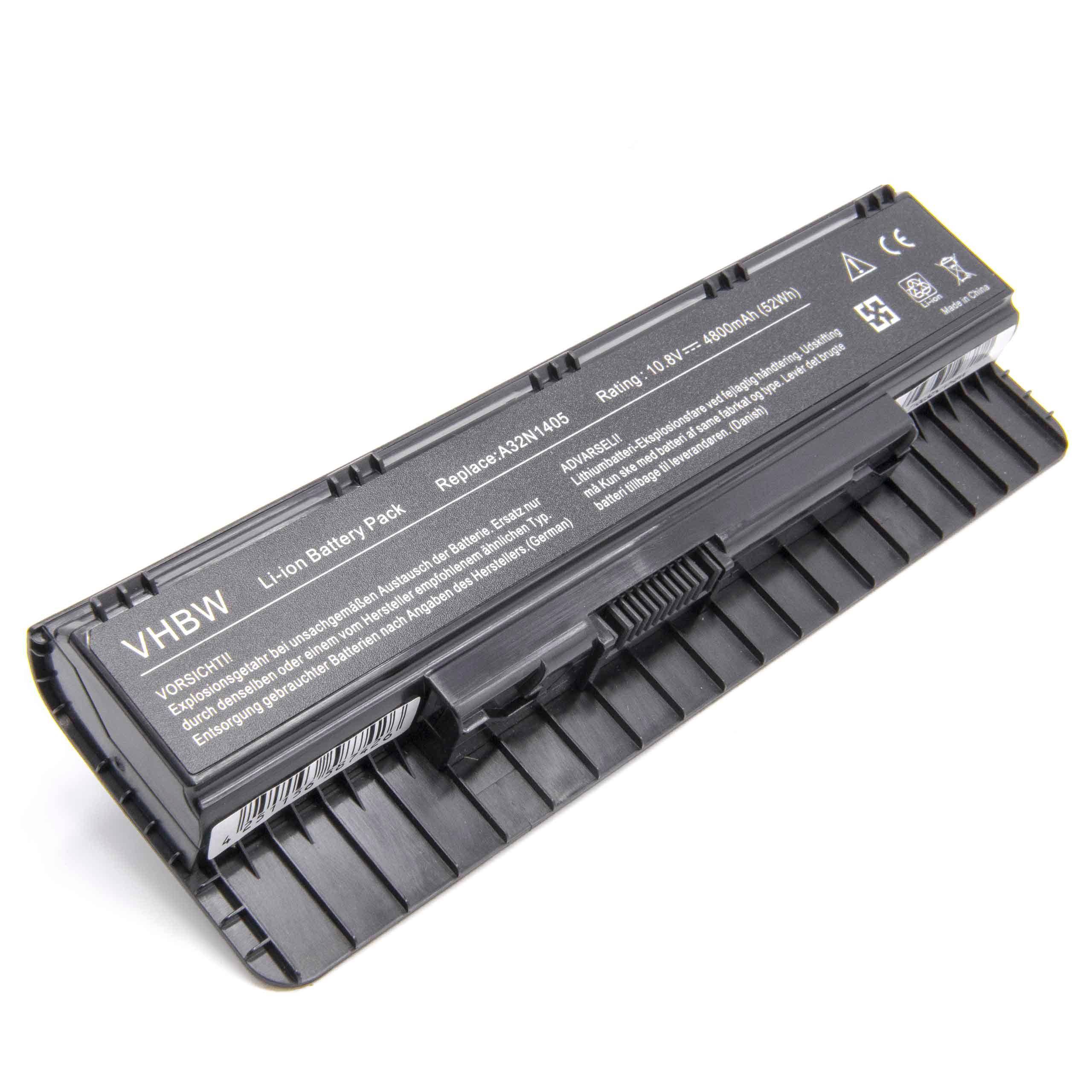 vhbw Akku kompatibel mit Asus G551VW-FI233T, G551VW-FI157T, G551VW-FI075T, G551VW-FI242T Notebook (4800 mAh, 10,8 V, Li-Ion)
