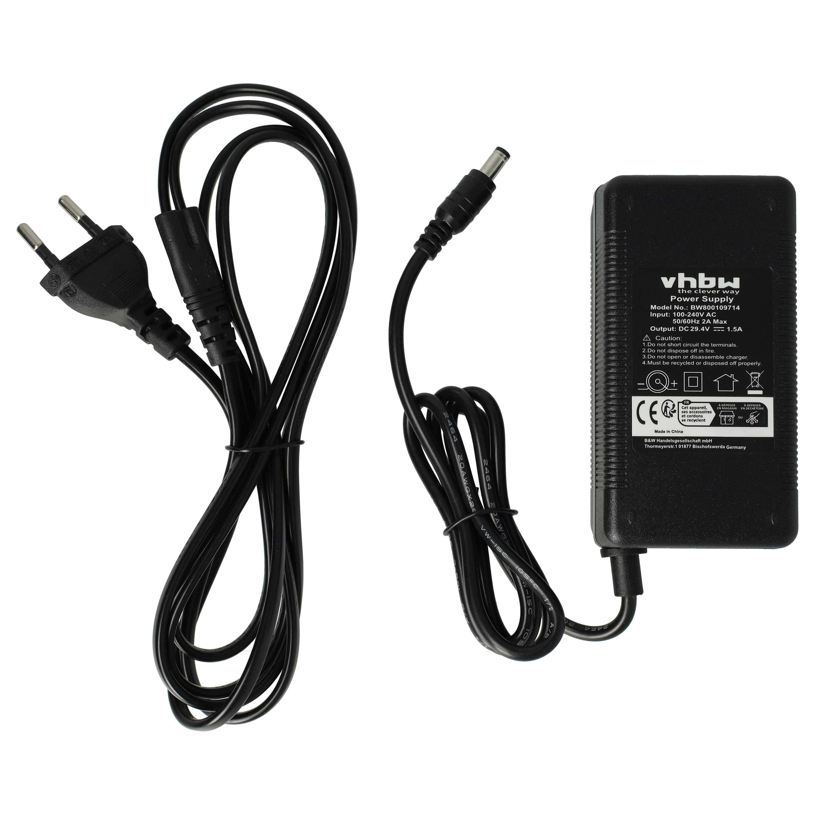 vhbw 220V Netzteil Ladegerät Ladekabel 52W kompatibel mit e-Bike, Pedelec, Elektrofahrrad Akkus mit Rundstecker-Anschluss.