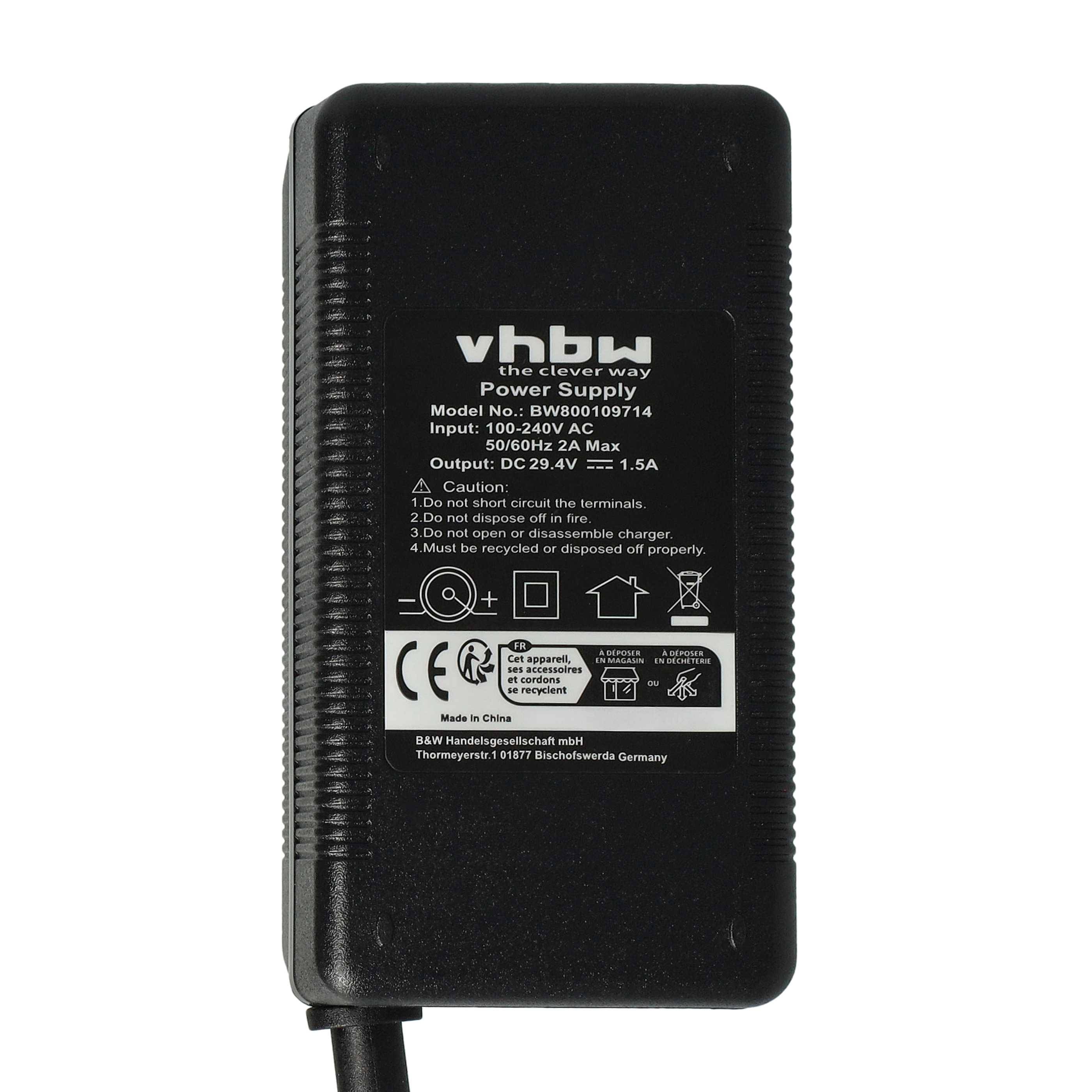 vhbw 220V Netzteil Ladegerät Ladekabel 52W kompatibel mit e-Bike, Pedelec, Elektrofahrrad Akkus mit Rundstecker-Anschluss.