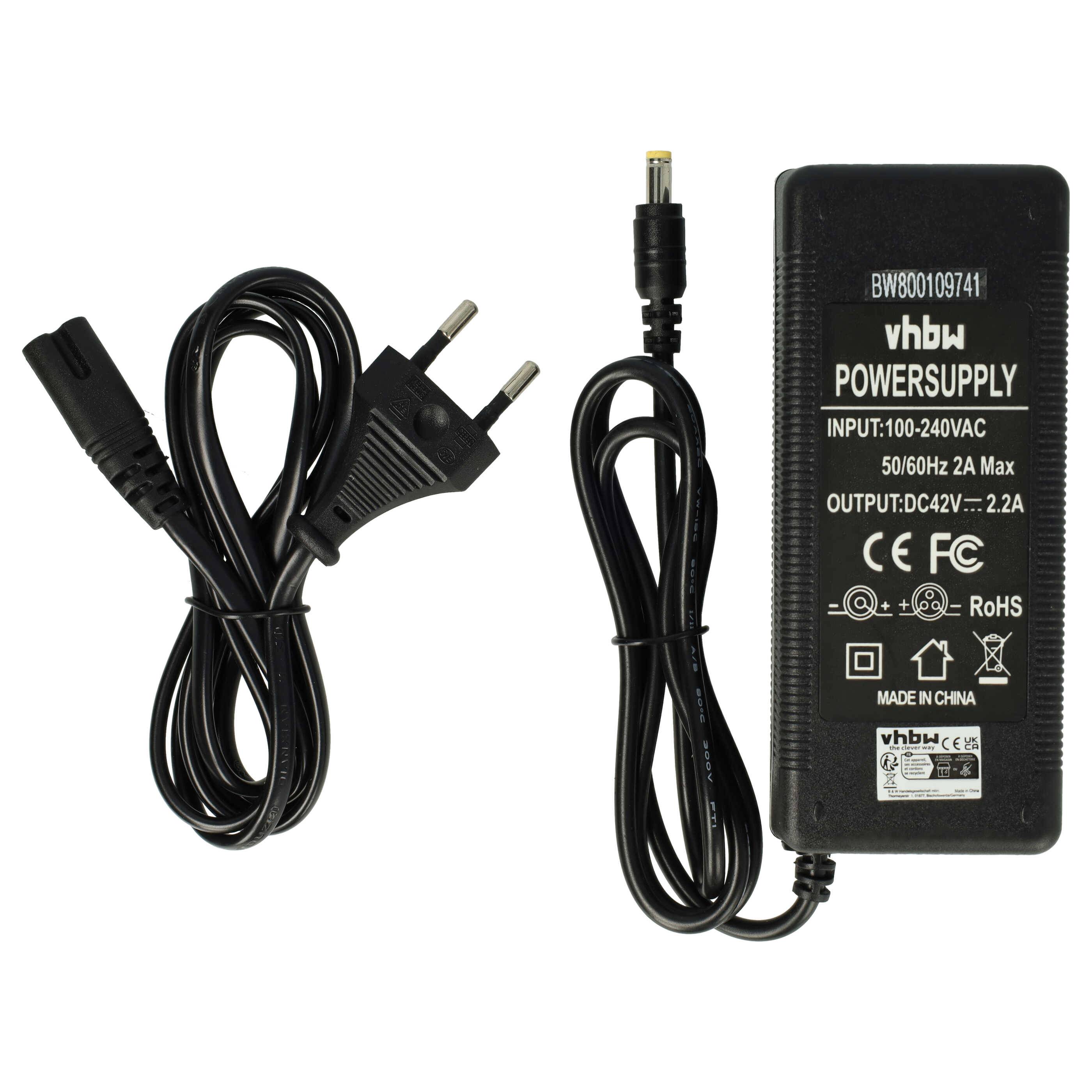 Ein schwarzes Netzteil mit europäischem Stecker, mit der Bezeichnung „vhbw Power Supply