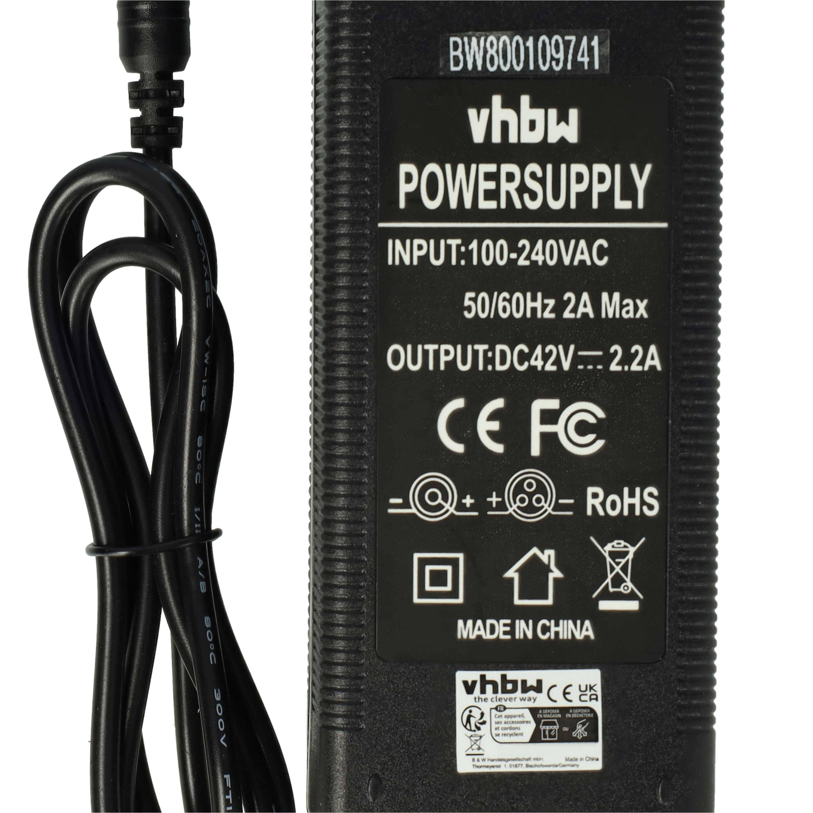 vhbw Ladegerät für E-Bike, Elektrofahrrad - Für Li-Ion/Li-Fe Akkus mit 36 V Spannung, mit Rundstecker-Anschluss