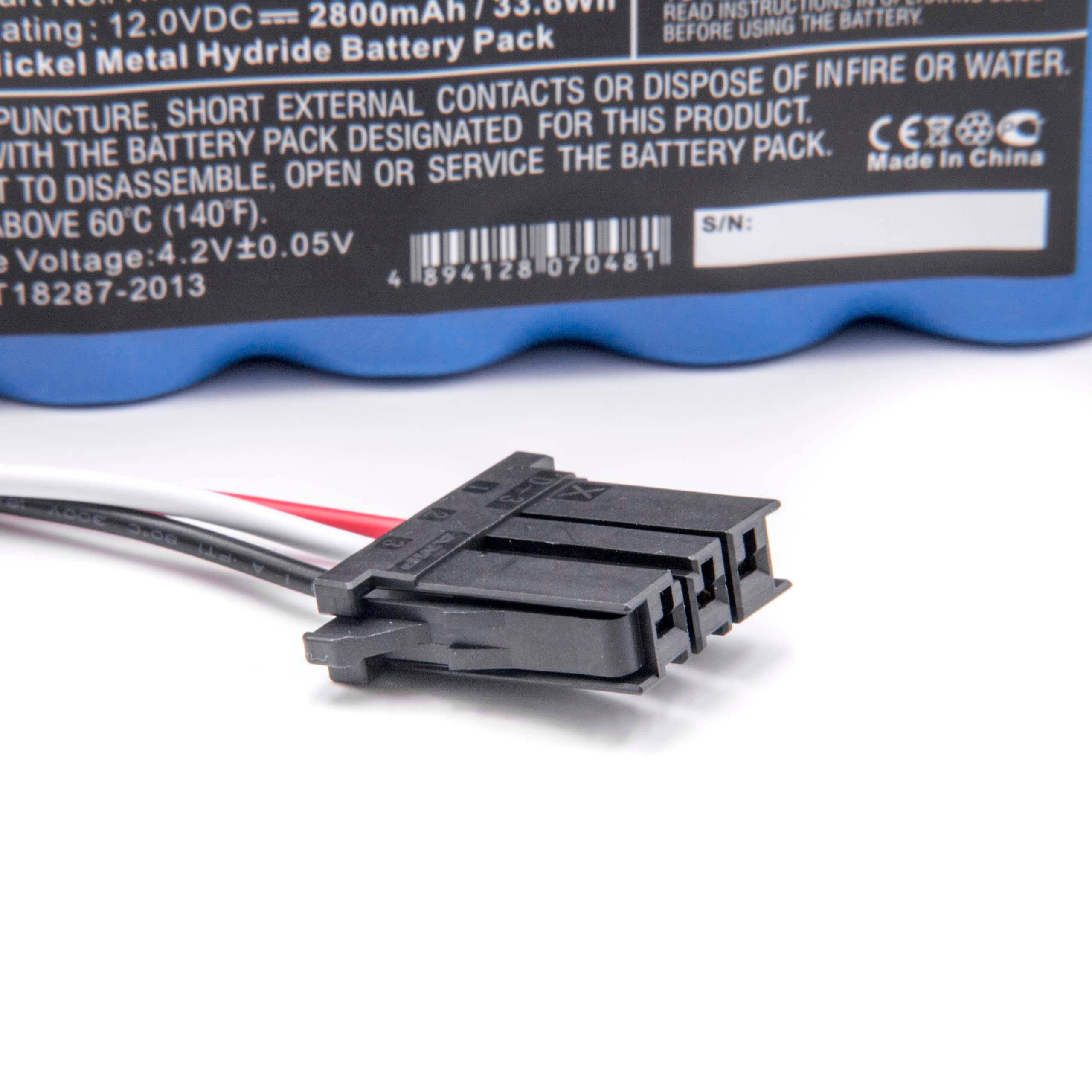 vhbw Akku kompatibel mit Nihon Kohden TEC7511, TEC-7511, TEC7521, TEC-7531, TEC-7521, TEC7531 Medizintechnik (2800 mAh, 12 V, NiMH)