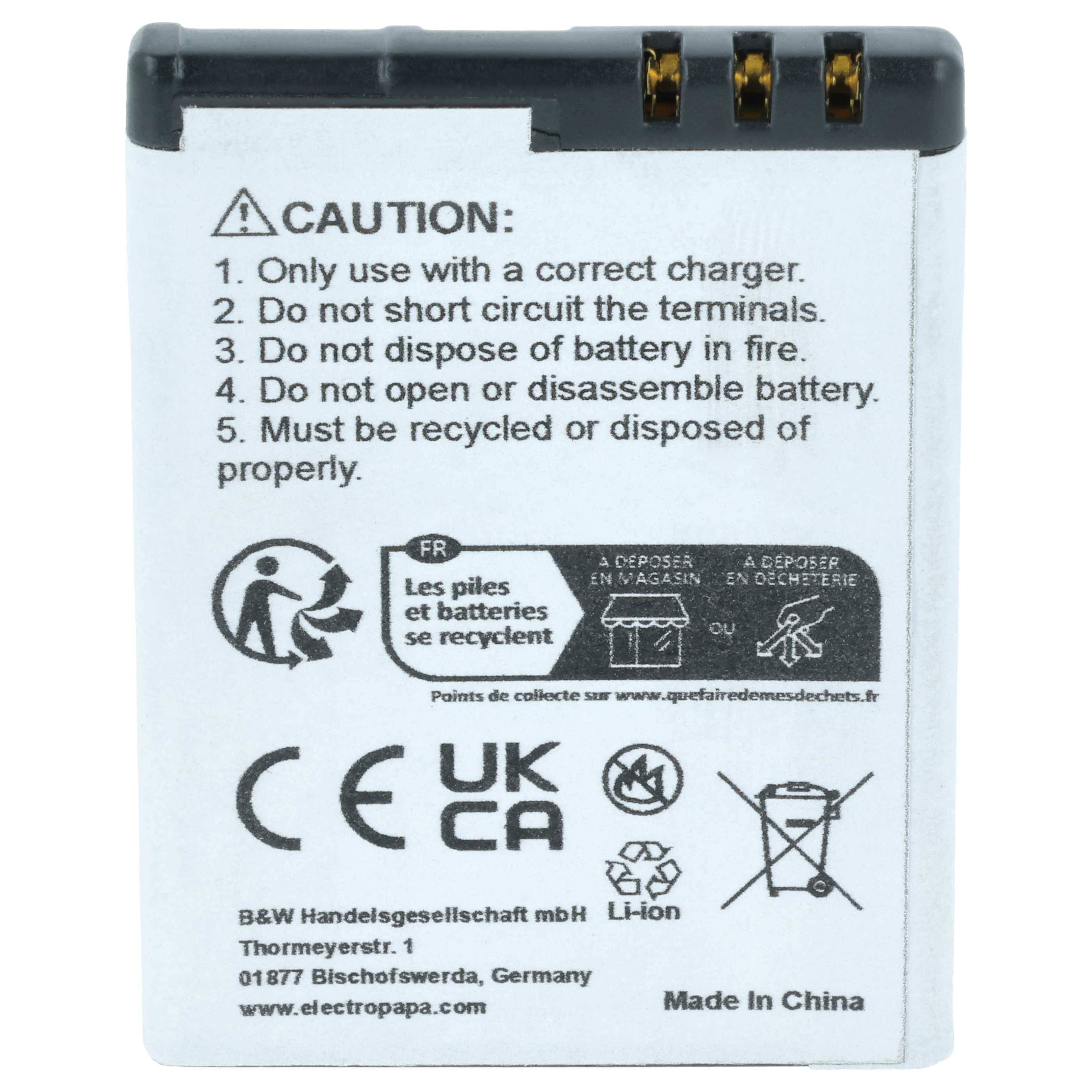 vhbw Akku kompatibel mit Nokia 2660, 2505, 3606, 1606, 6125, 6131, 2760, 5000, 2630, 6111 Handy Smartphone Telefon (800 mAh, 3,7 V, Li-Ion)