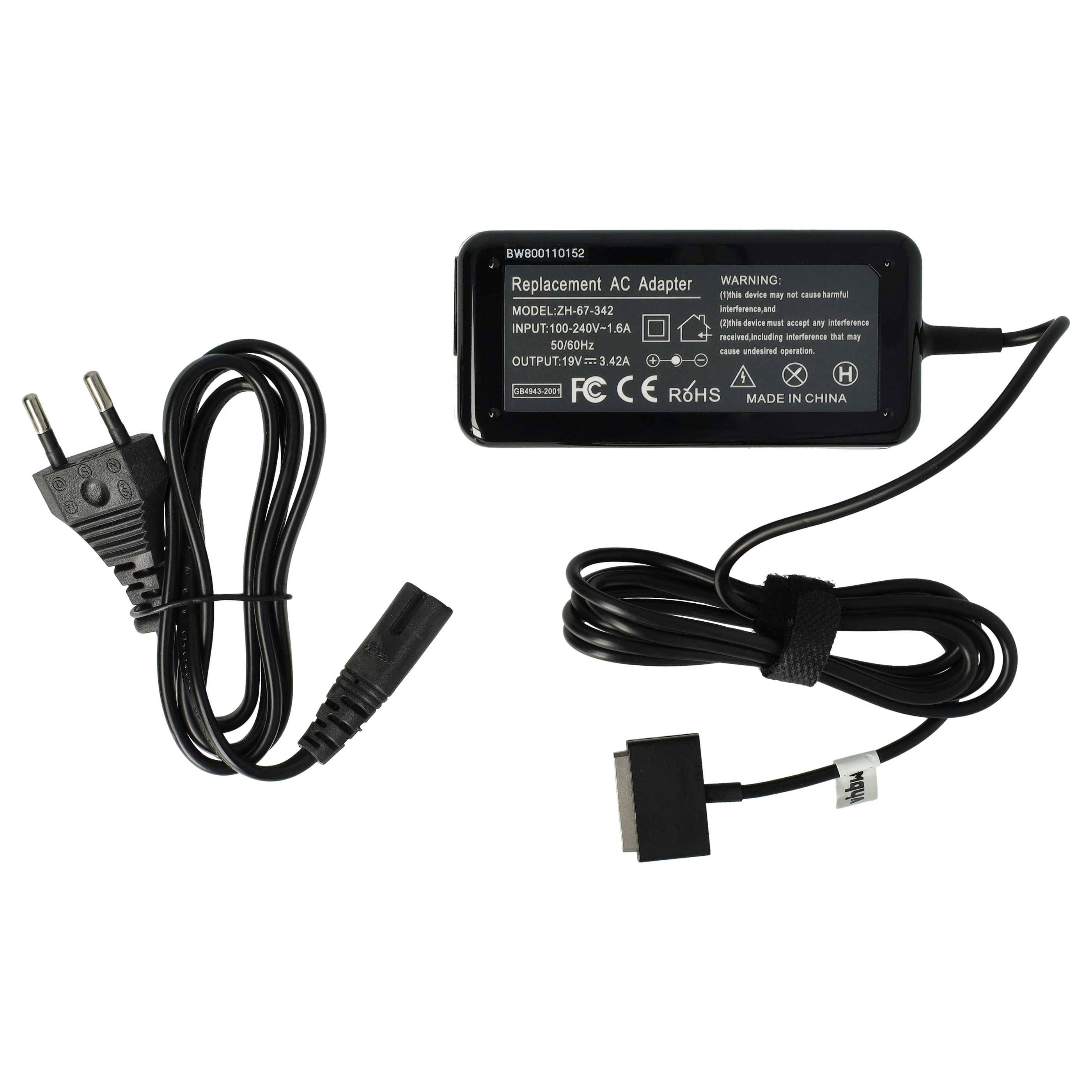 vhbw Netzteil kompatibel mit Asus Transformer Book TX300CA, TX300 Notebook - 200 cm, 65 W - Ersatz für A 90-XB3NN0PW00040Y, ADP-65AW, PA-1650-67