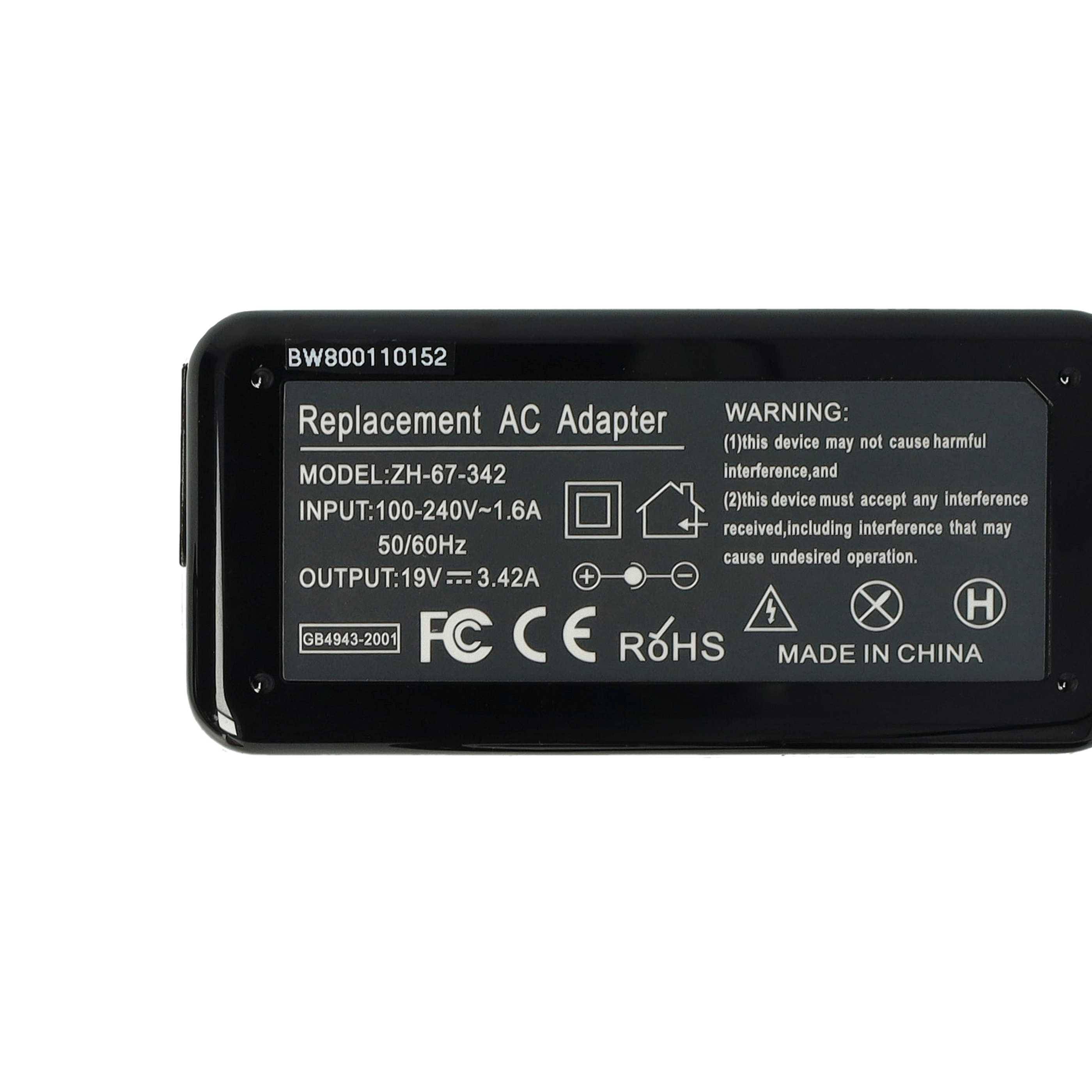 vhbw Netzteil kompatibel mit Asus Transformer Book TX300CA, TX300 Notebook - 200 cm, 65 W - Ersatz für A 90-XB3NN0PW00040Y, ADP-65AW, PA-1650-67