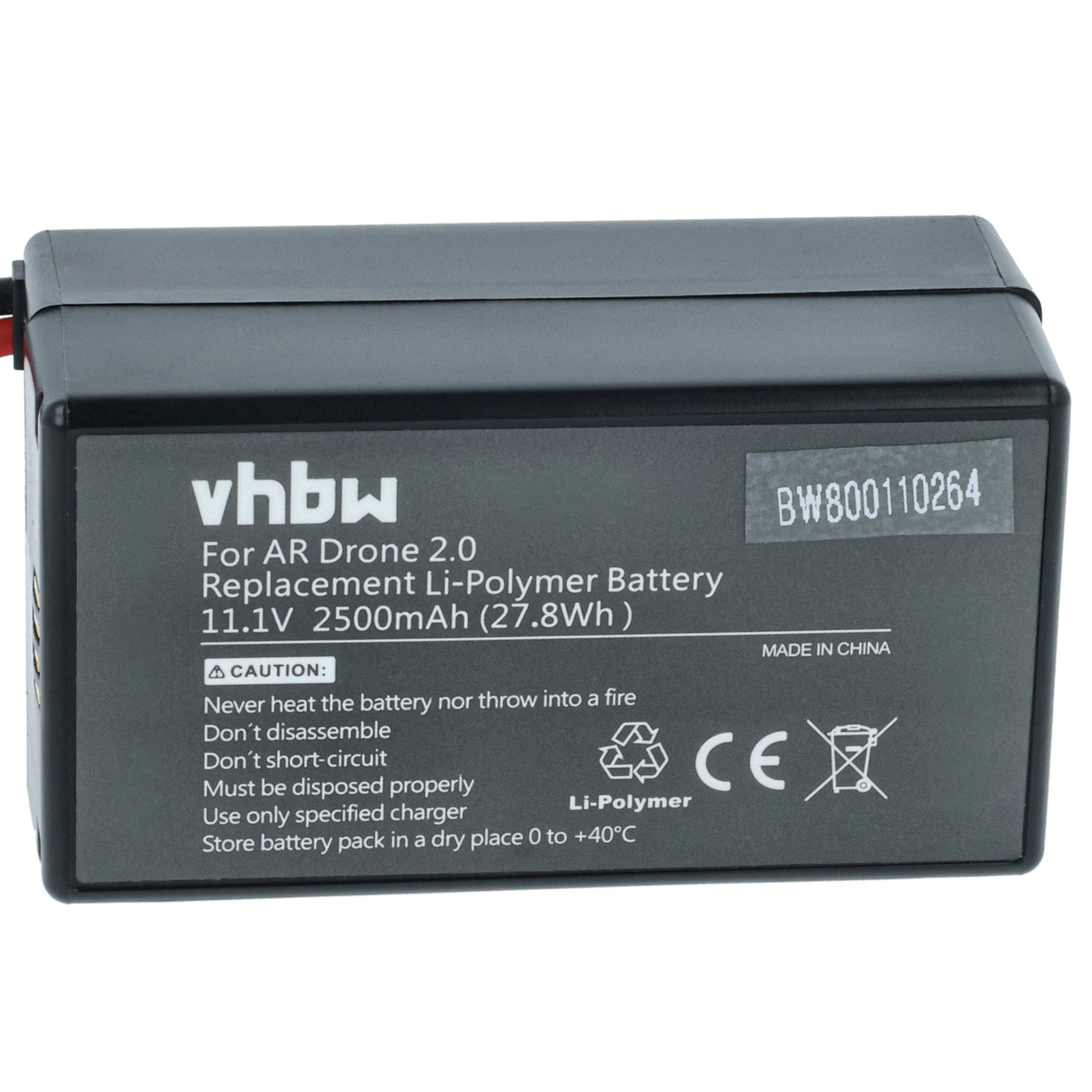 vhbw Akku kompatibel mit Parrot AR Drone 2.0, AR Drone 2.0HD, AR Drone 1.0 Drohne Multicopter Quadrocopter (2500 mAh, 11,1 V, Li-Polymer) - Ersatz