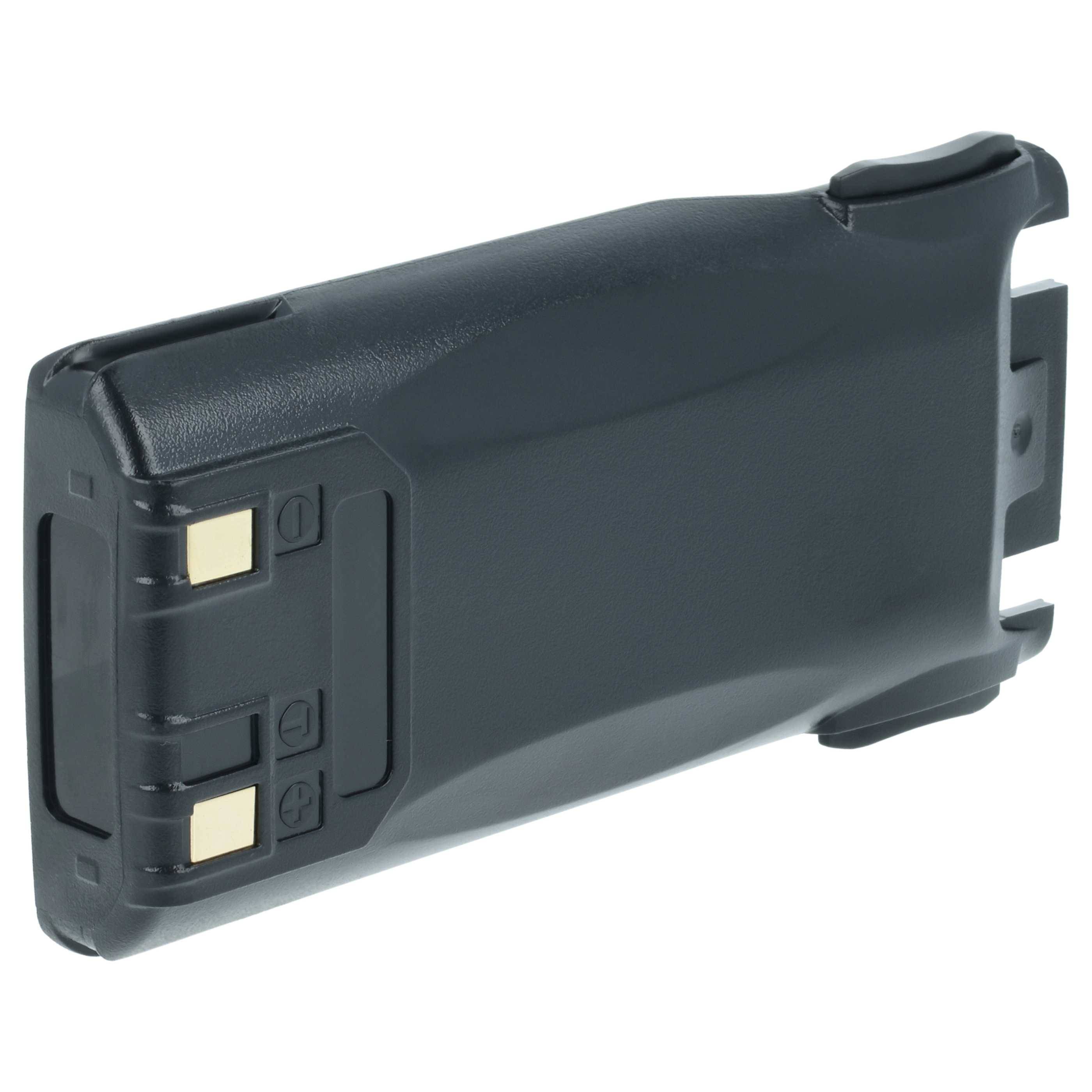 Eine schwarze Taser-Batteriebox mit zwei Kupferkontakten, entwickelt zum Austausch in kompatiblen Taser-Geräten.