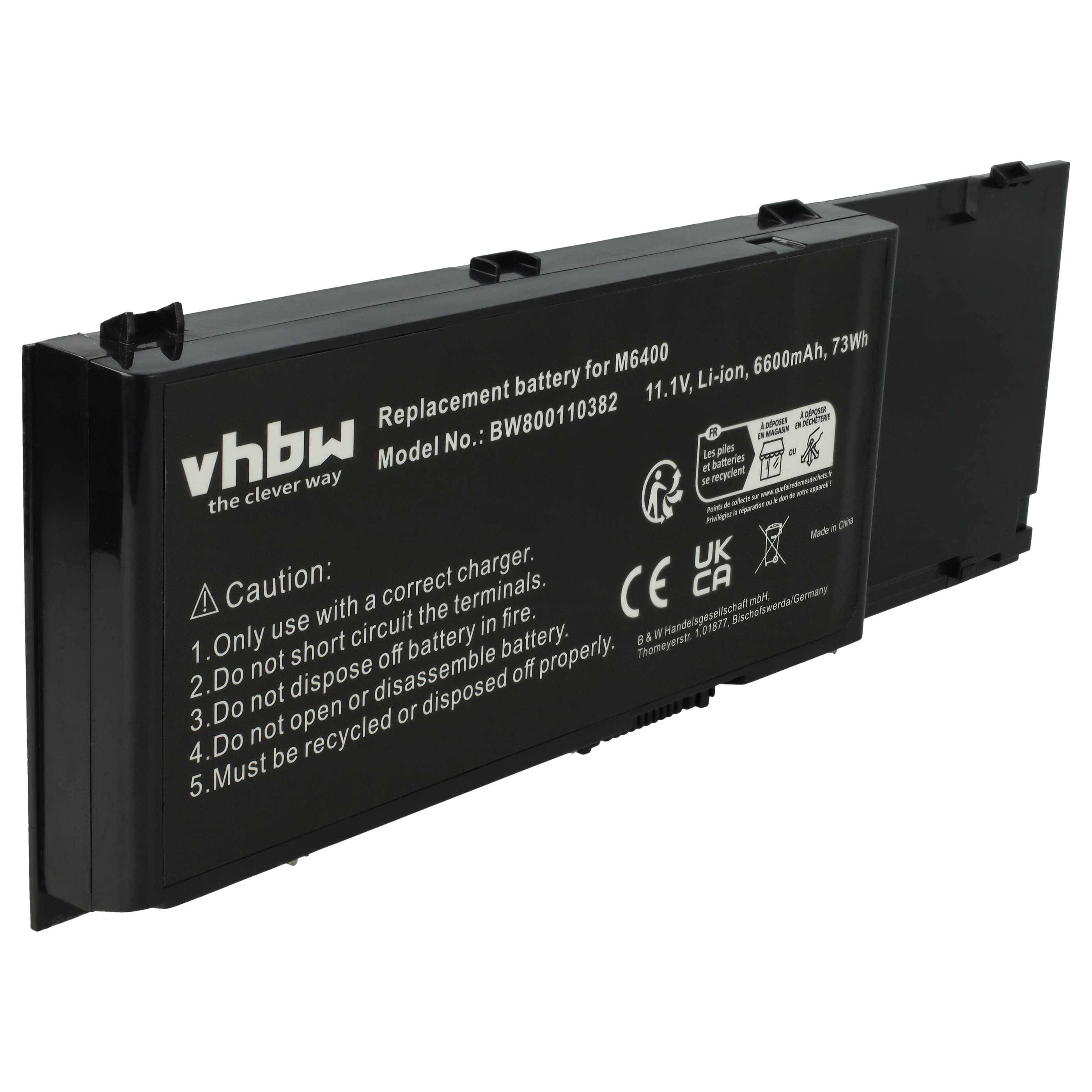 vhbw Akku Ersatz für Dell 0KR854, 0DW554, 05K145, 3M190, 312-0873, 312-0868, 312-0747 für Notebook (6600 mAh, 11,1 V, Li-Ion)