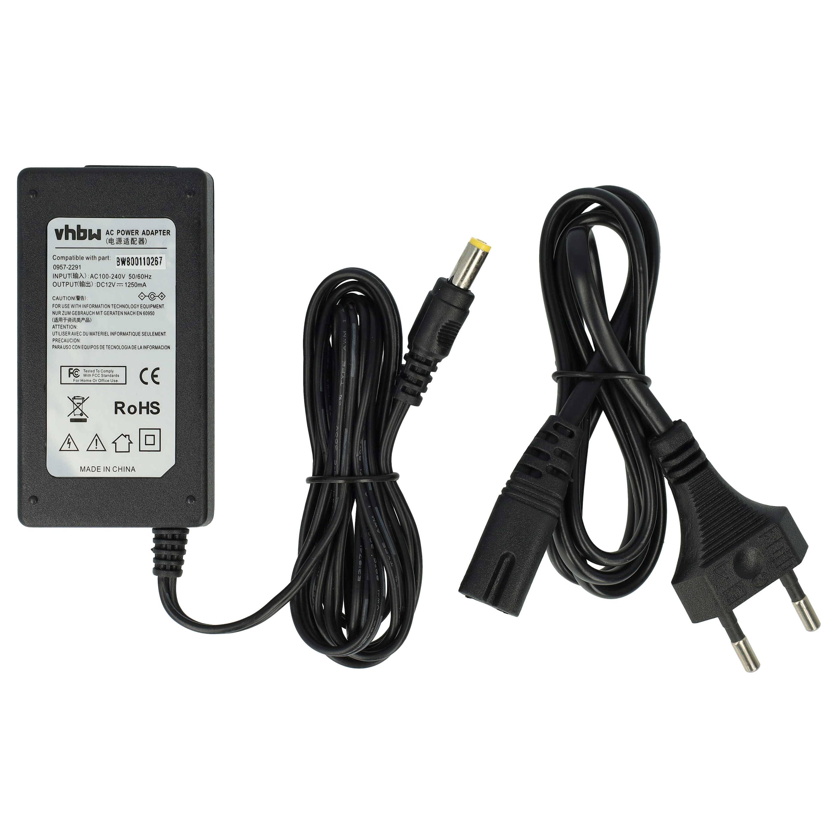 vhbw Netzteil kompatibel mit HP Scanjet 2300C | 2300Cv, 3500C, 3500Cv, 3530C, 3570C, 3570Cv, 3570Cxi, 2400, 3670, 3690 Drucker - 200 cm