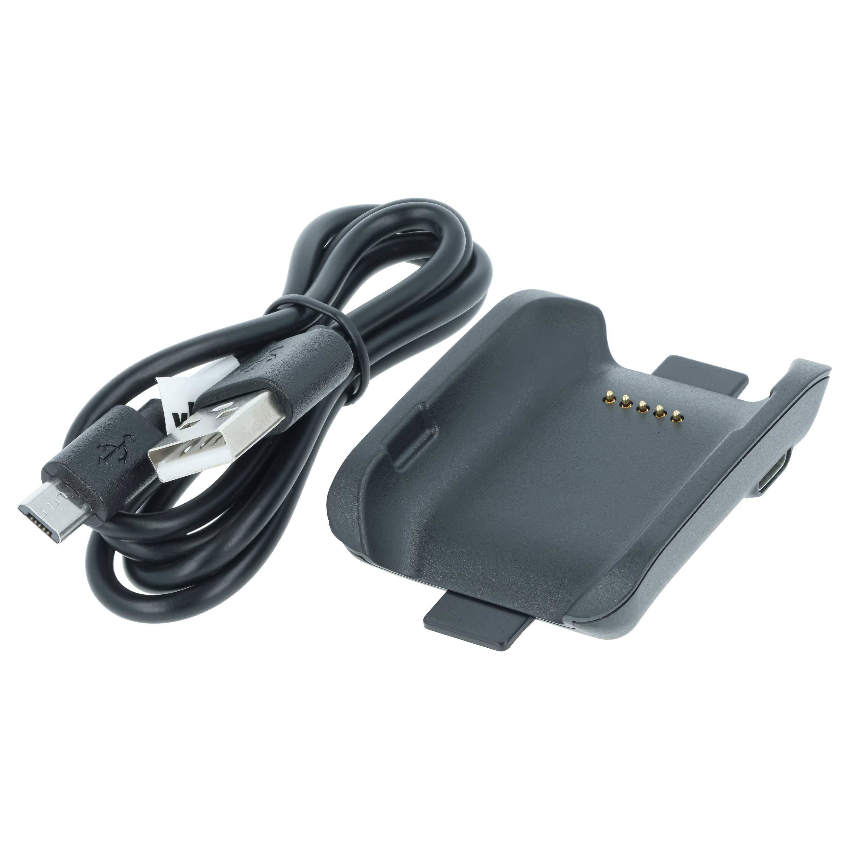 vhbw USB Ladekabel kompatibel mit Samsung Gear V700, AC187 Smartwatch Fitnesstracker - Dockingstation Schwarz, 100 cm