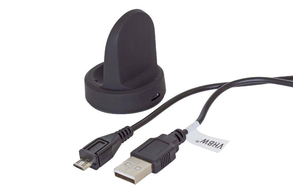 vhbw USB Ladekabel kompatibel mit Samsung Gear S2, S2 Classic, SM-R730, SM-R732 Smartwatch Fitnesstracker - Dockingstation Schwarz, 100 cm