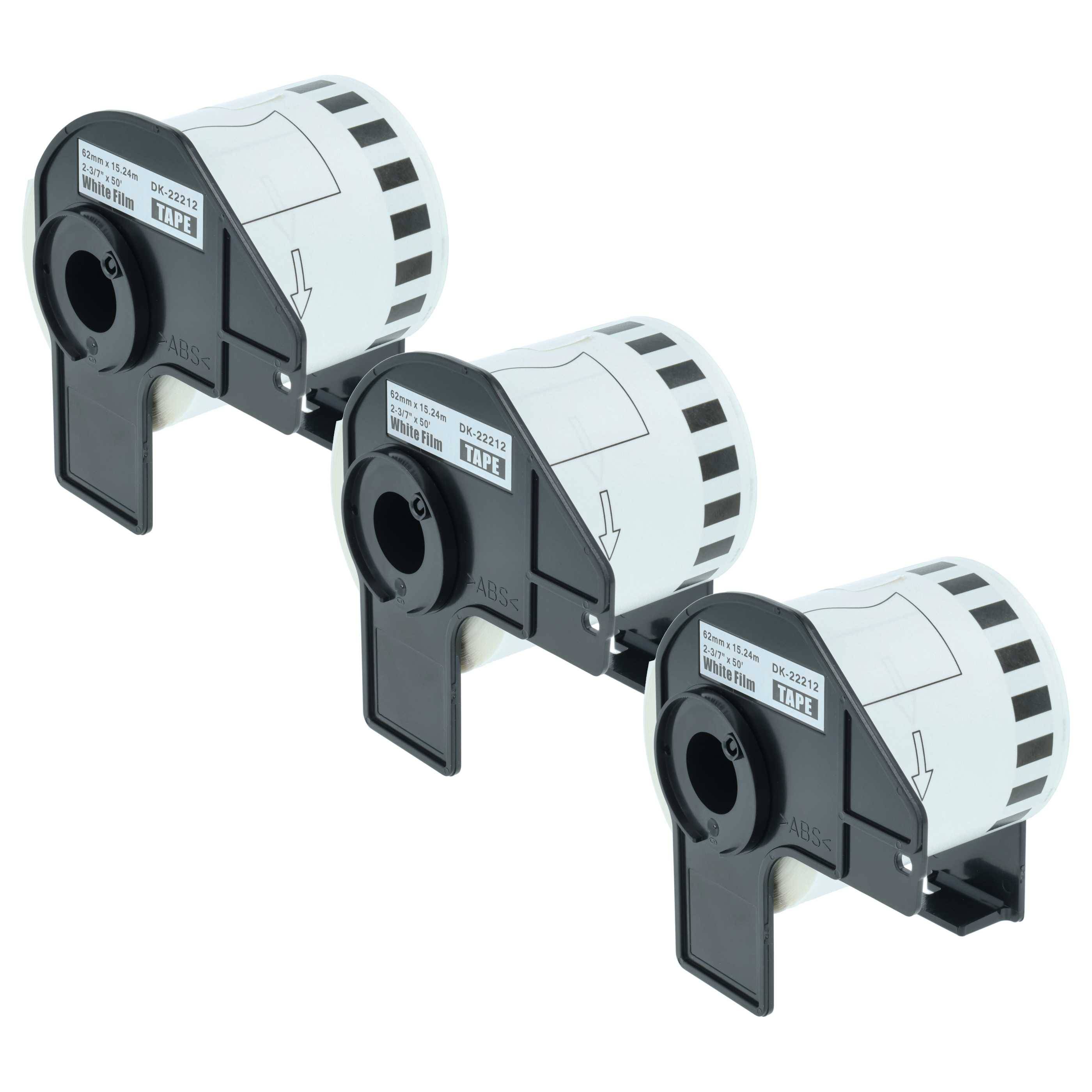 vhbw 3x Rolle mit Halter 62mm x 15,24m (1 Etikette) kompatibel mit Brother PT QL-560, QL560VP, QL-570 Drucker Weiß