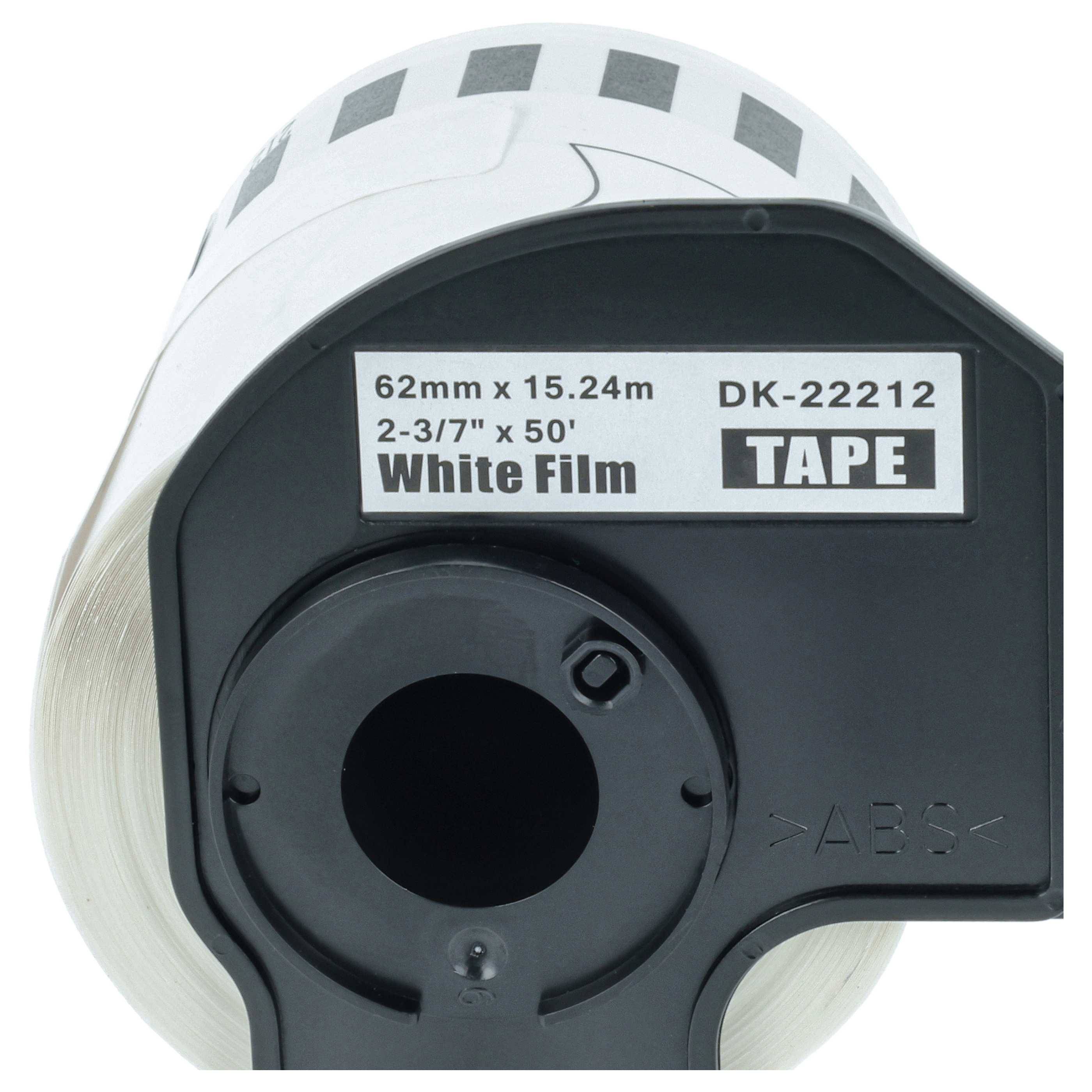 vhbw 3x Rolle mit Halter kompatibel mit Brother PT QL-1050 | QL1050N, QL-1060 Drucker Weiß 62mm x 15,24m (1 Etikette)