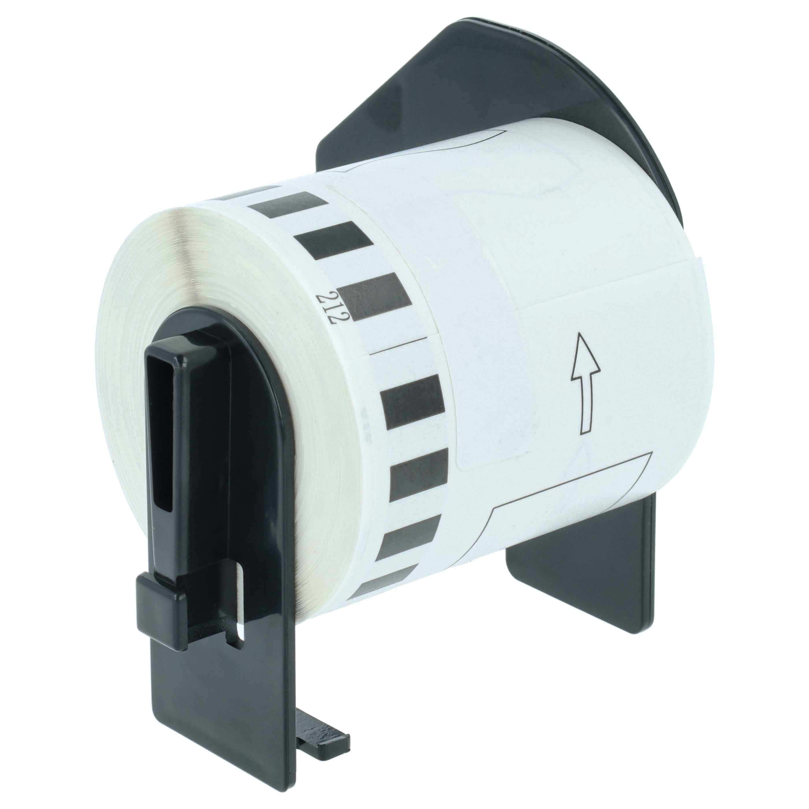 vhbw 5x Rolle mit Halter kompatibel mit Brother PT QL500BW | QL-500, QL-500A, QL500BS Drucker Weiß 62mm x 15,24m (1 Etikette)
