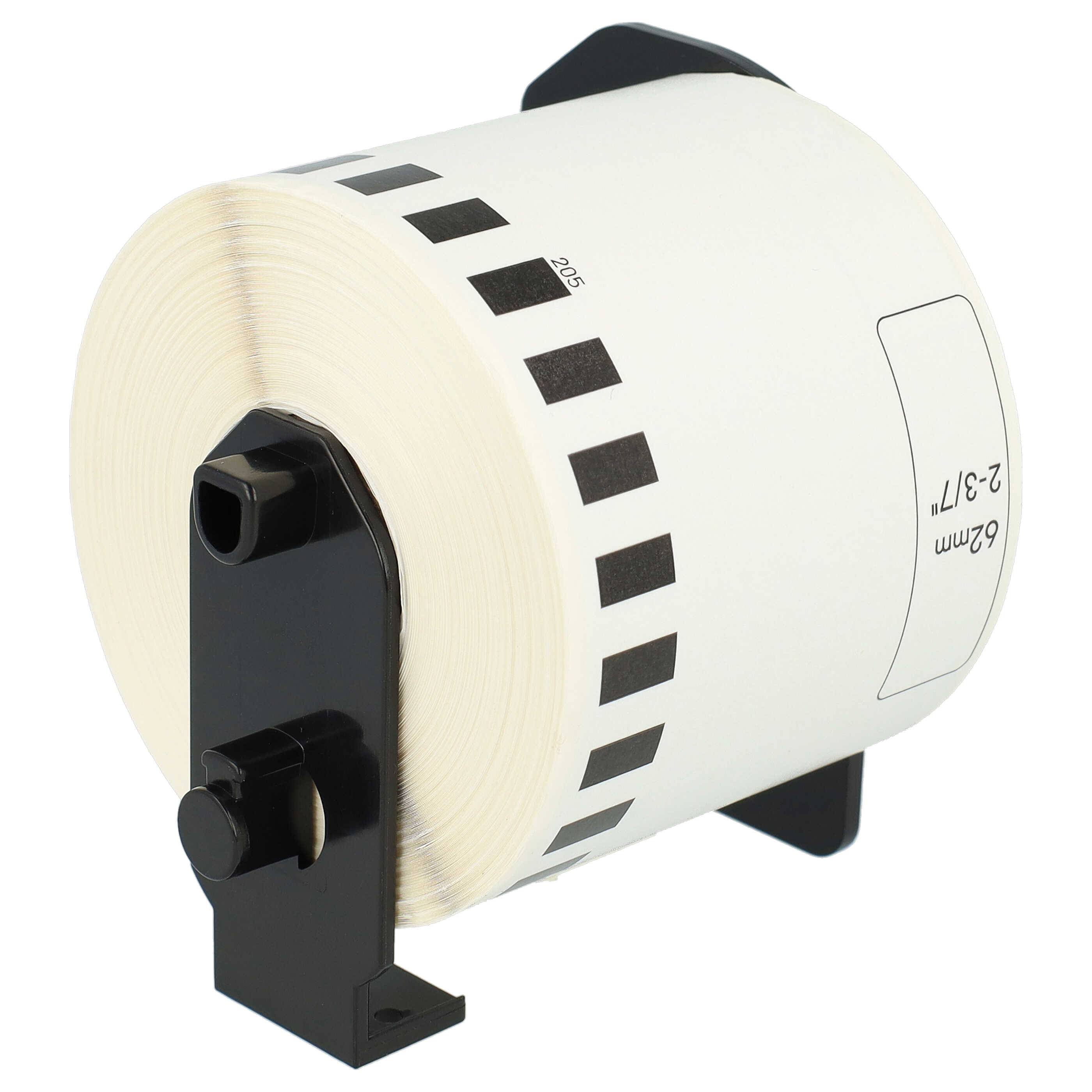 vhbw 5x Etiketten-Rolle mit Halter kompatibel mit Brother PT QL1060N | QL-500, QL-500A, QL500BS Etiketten-Drucker 62mm x 30,48m (1 Etikette)