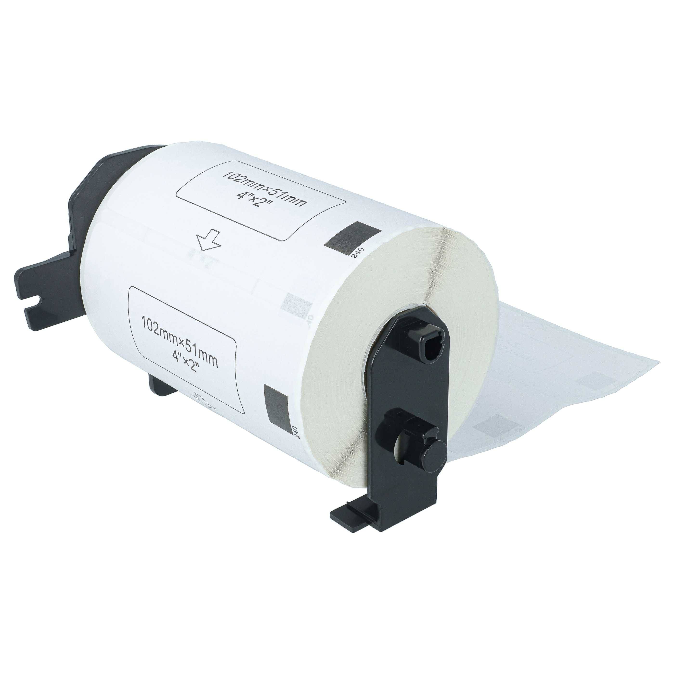 vhbw 10x Etiketten-Rolle mit Halter 102mm x 51mm (600 Etiketten) kompatibel mit Brother PT QL1060N, QL-500, QL-500A Etiketten-Drucker