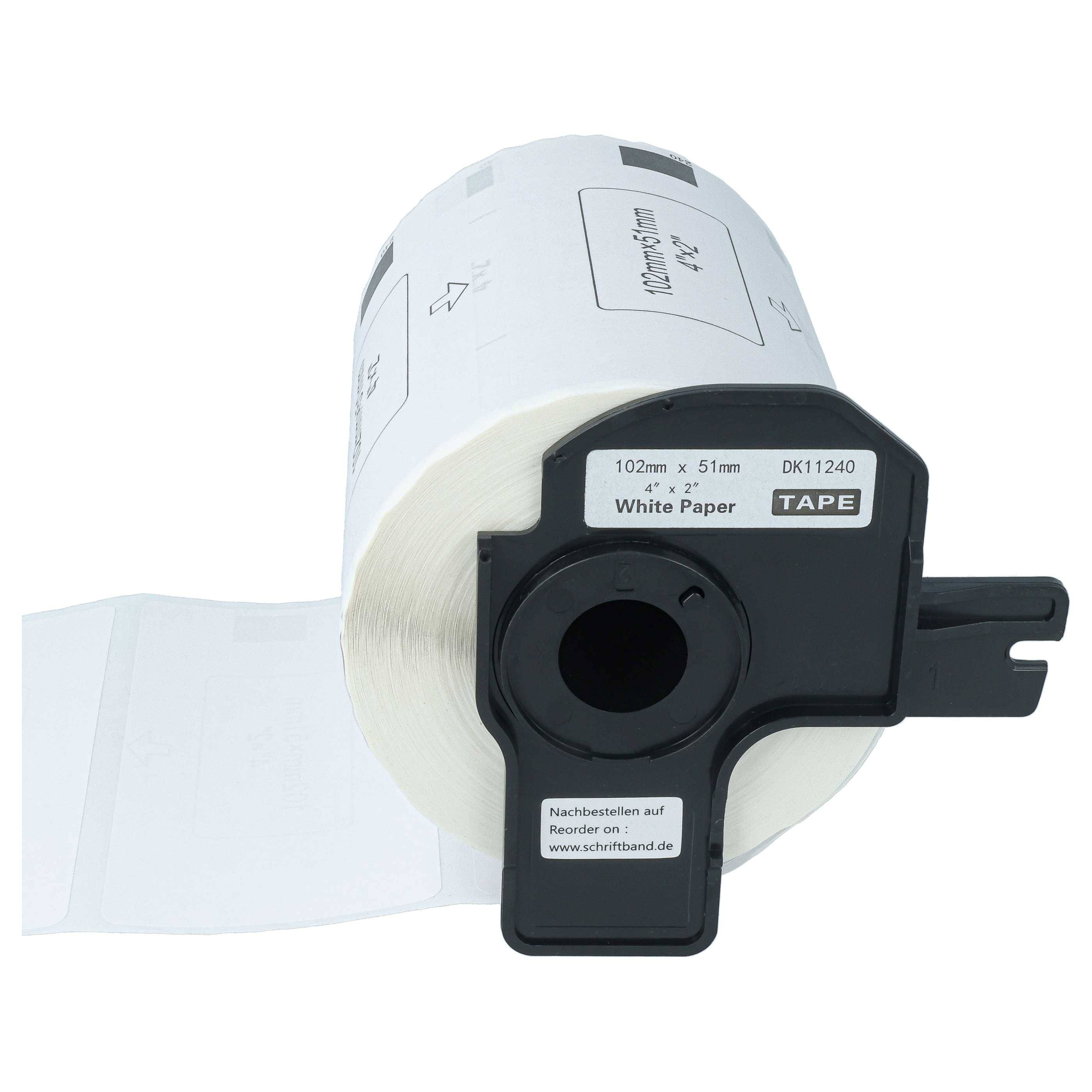 vhbw 10x Etiketten-Rolle mit Halter 102mm x 51mm (600 Etiketten) kompatibel mit Brother PT QL1060N, QL-500, QL-500A Etiketten-Drucker